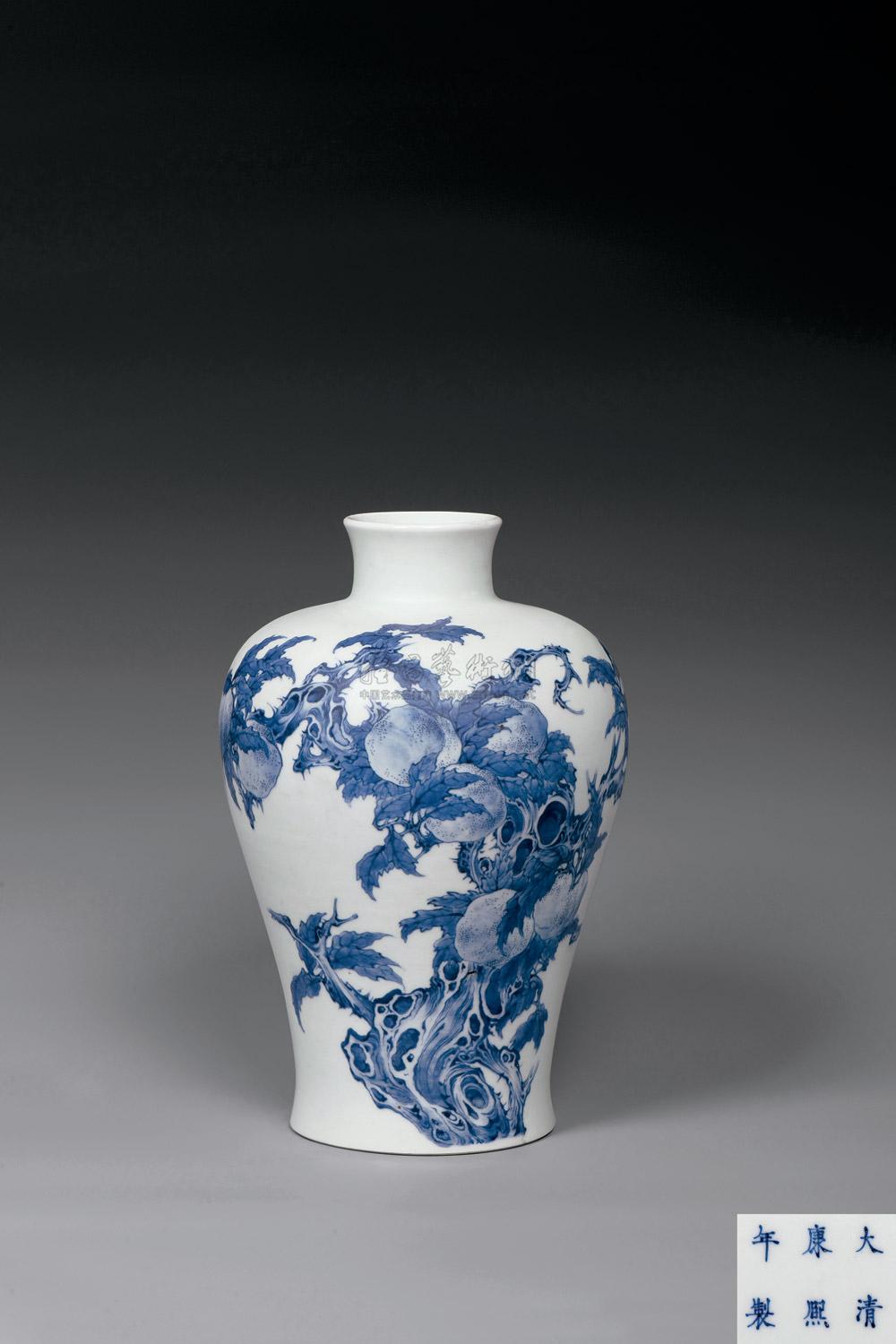 【王步 九寿图 青花梅瓶】拍卖品_图片_价格_鉴赏_现当代及其它瓷器