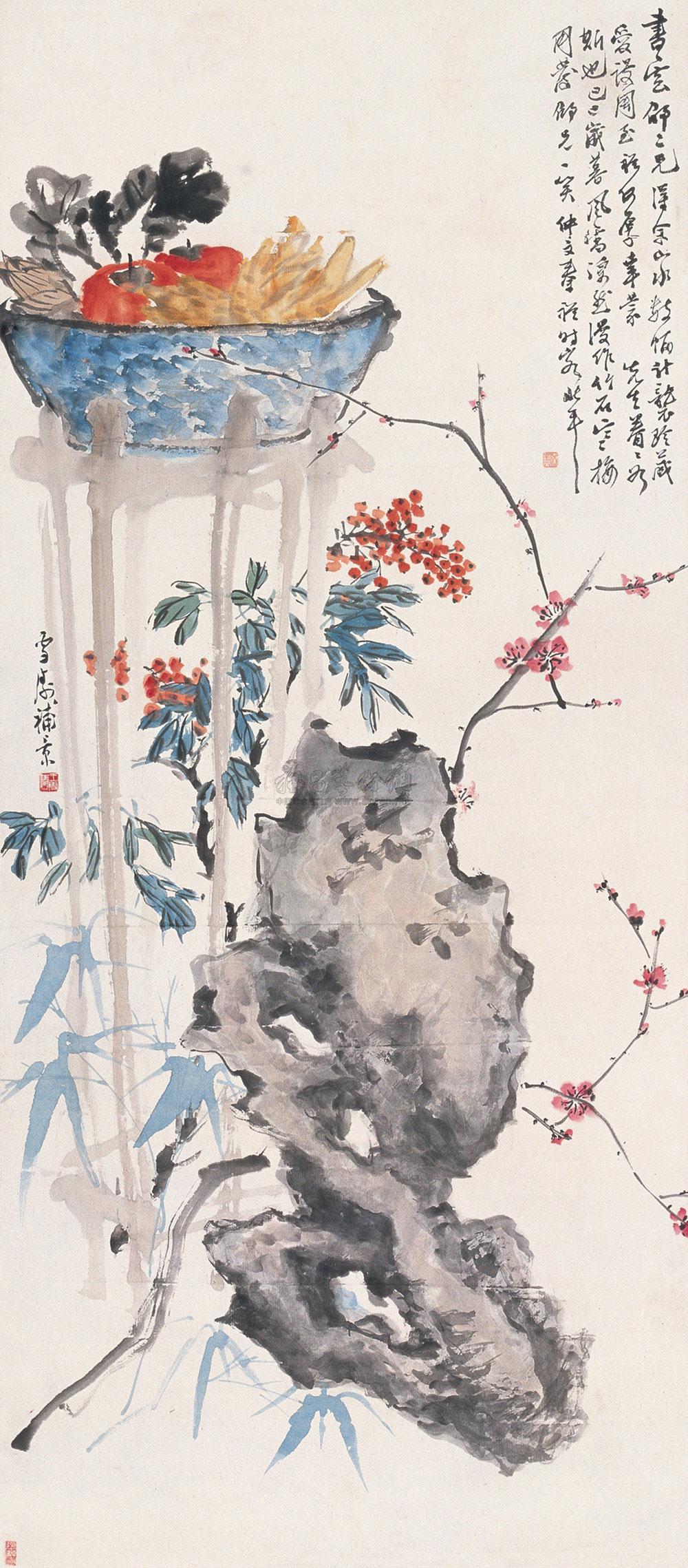 【清供图 立轴 设色纸本】拍卖品_图片_价格_鉴赏