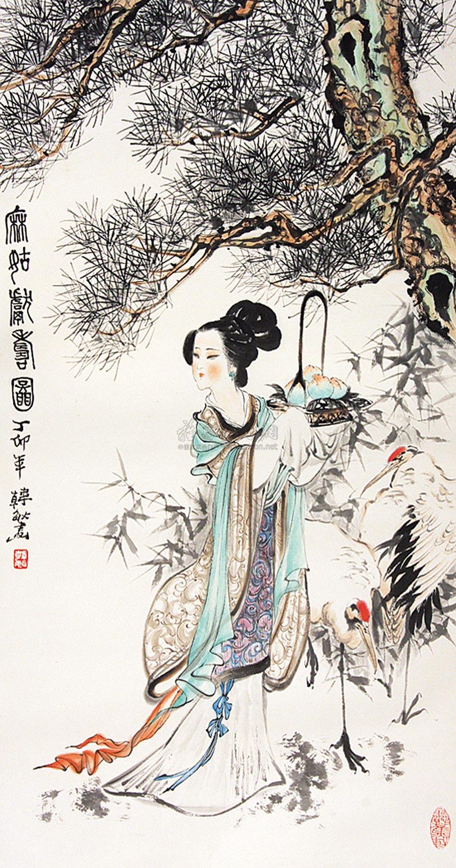 0161 麻姑献寿图 镜片 纸本