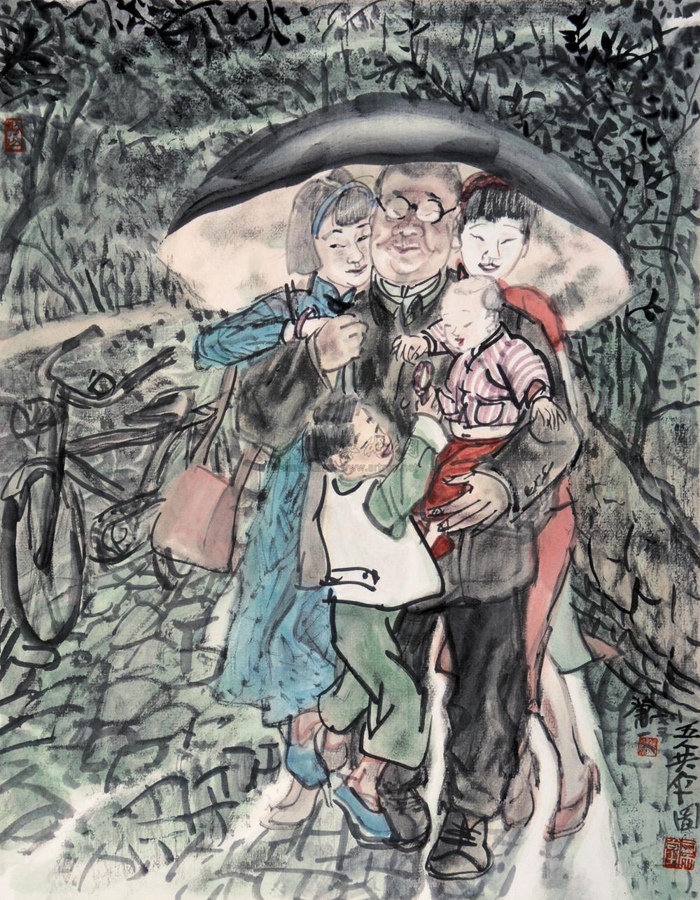 0077 2008年作 五人共伞图 镜片