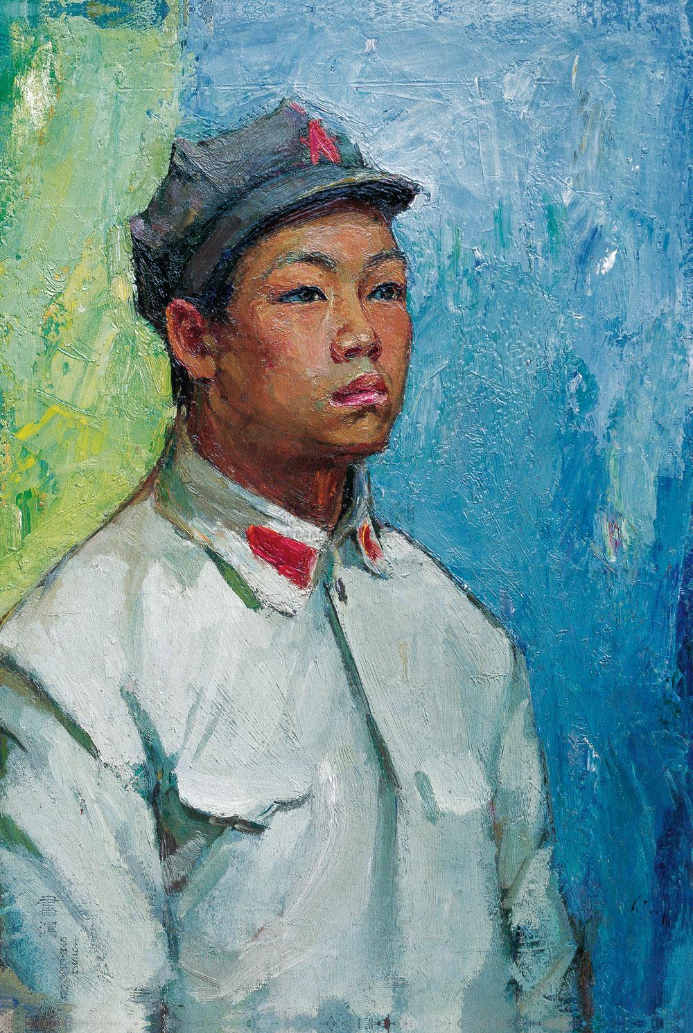 0630 1950年作 带八角帽的军人 布面油画