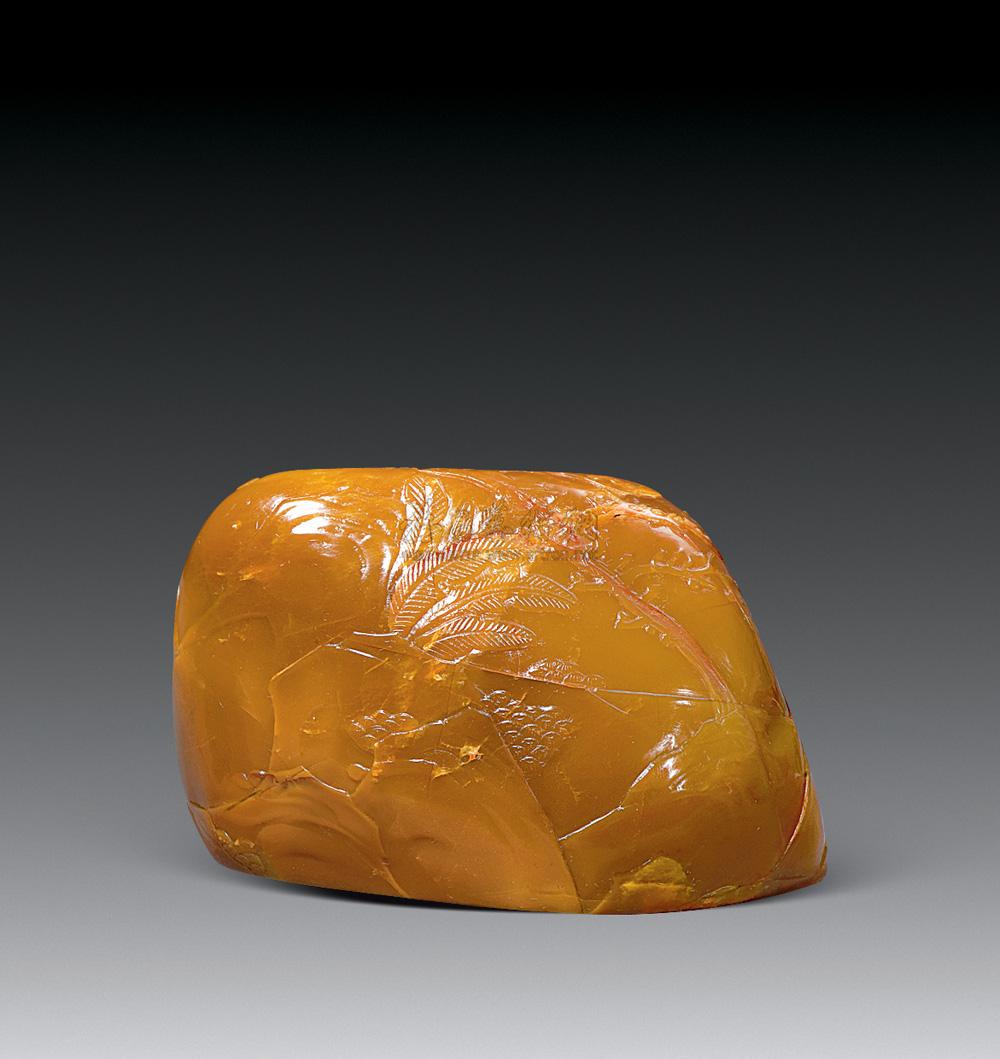 1215 民国 寿山鹿目格薄意山水章料