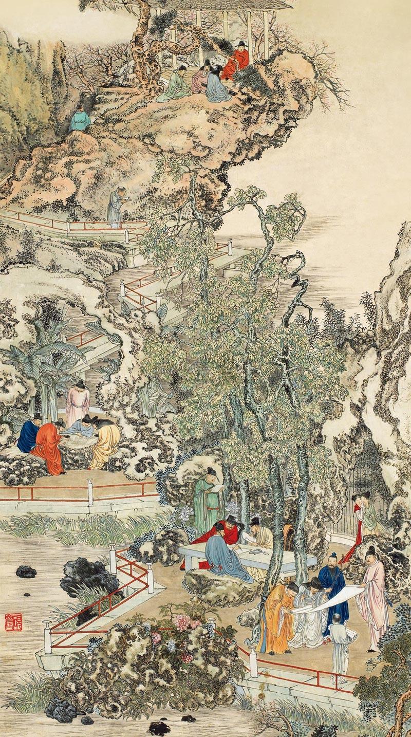 【十八学士 屏轴 设色纸本】拍卖品_图片_价格_鉴赏_绘画_雅昌艺术品