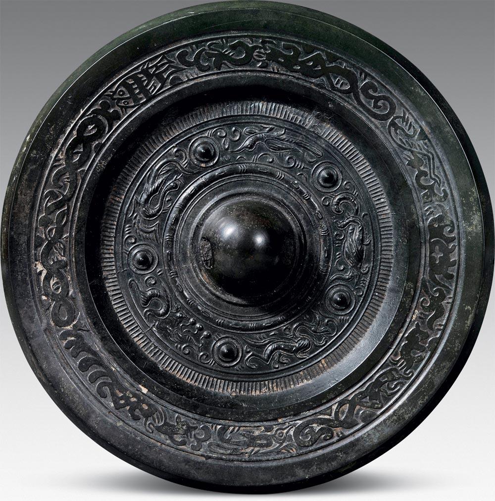 7162 东汉 五乳鸟兽纹镜