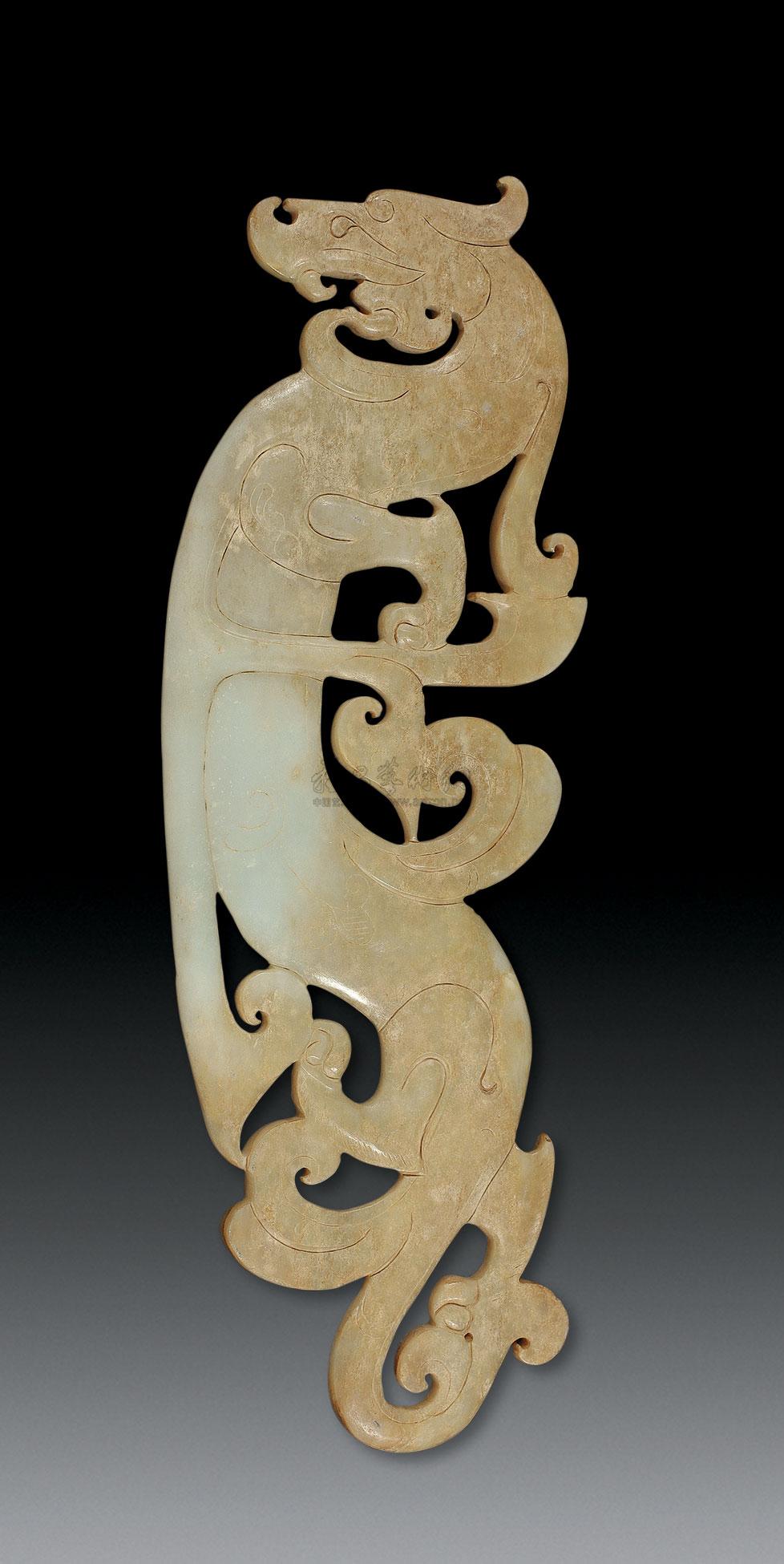 2726 汉代 青白玉龙形珮