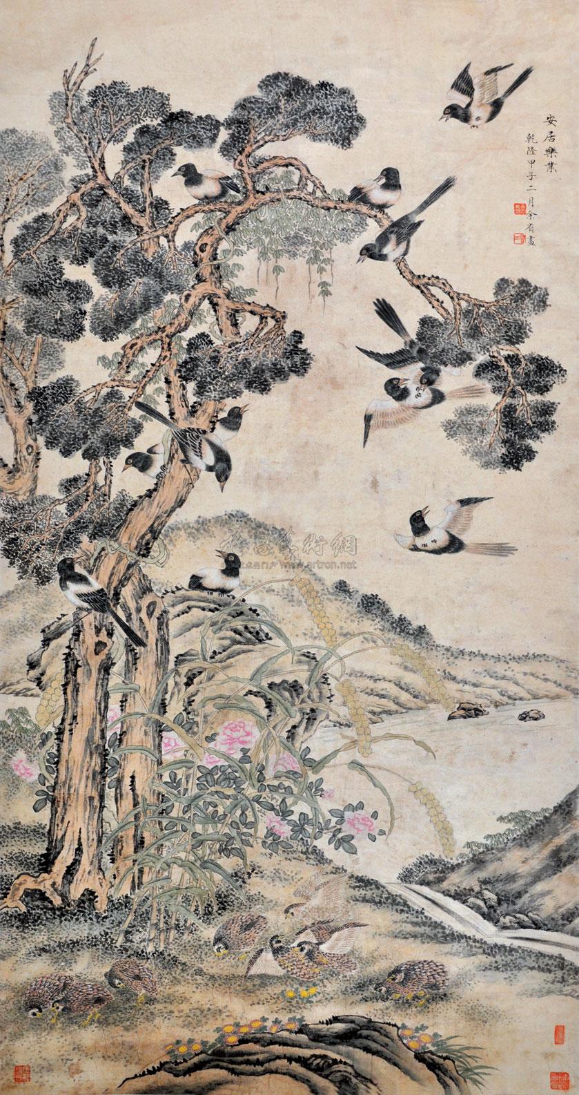 0436 安居乐业图 立轴 纸本