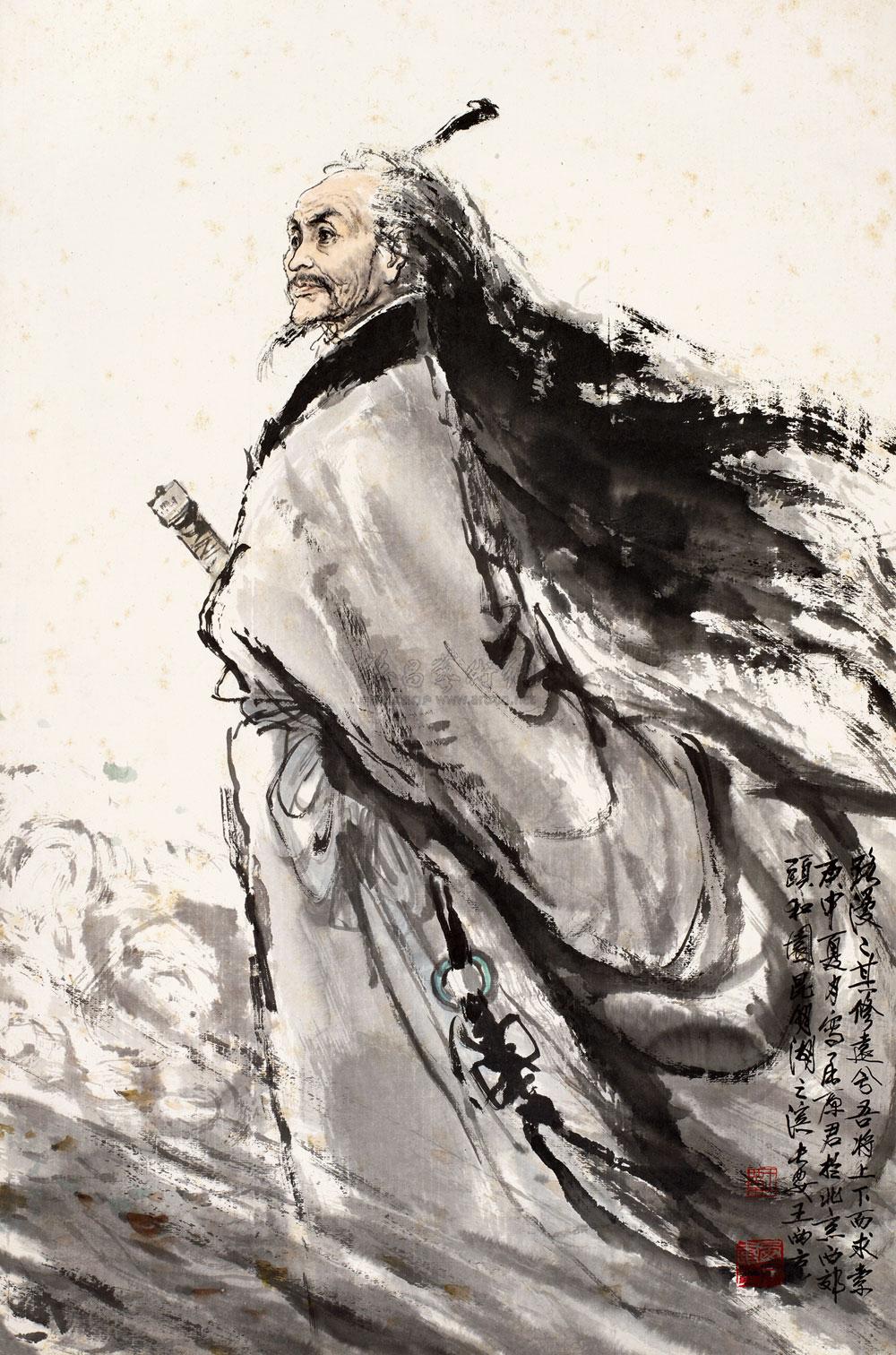 0341 1980年作 屈原 立轴 设色纸本