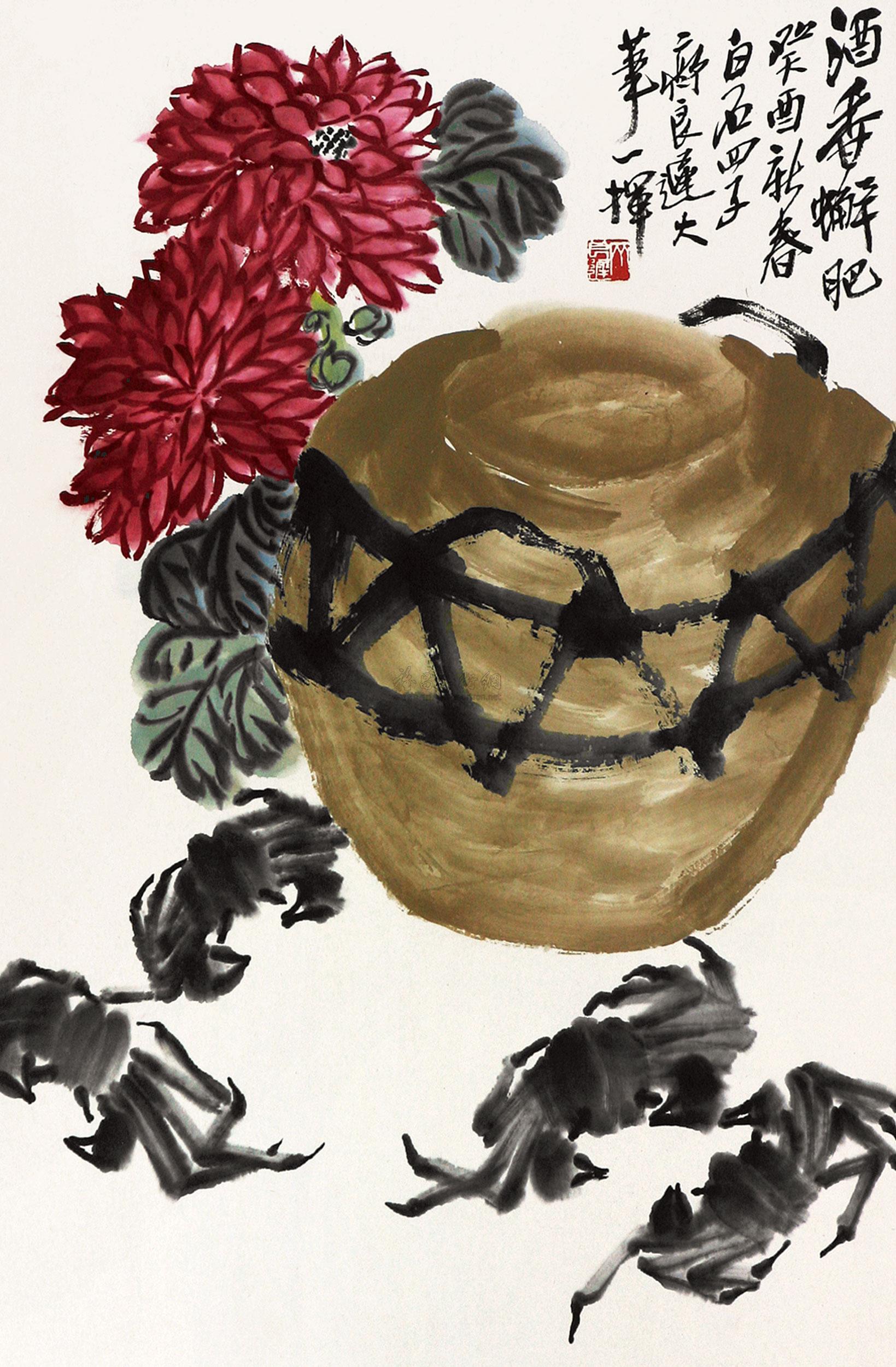 0004 菊蟹 立轴 纸本