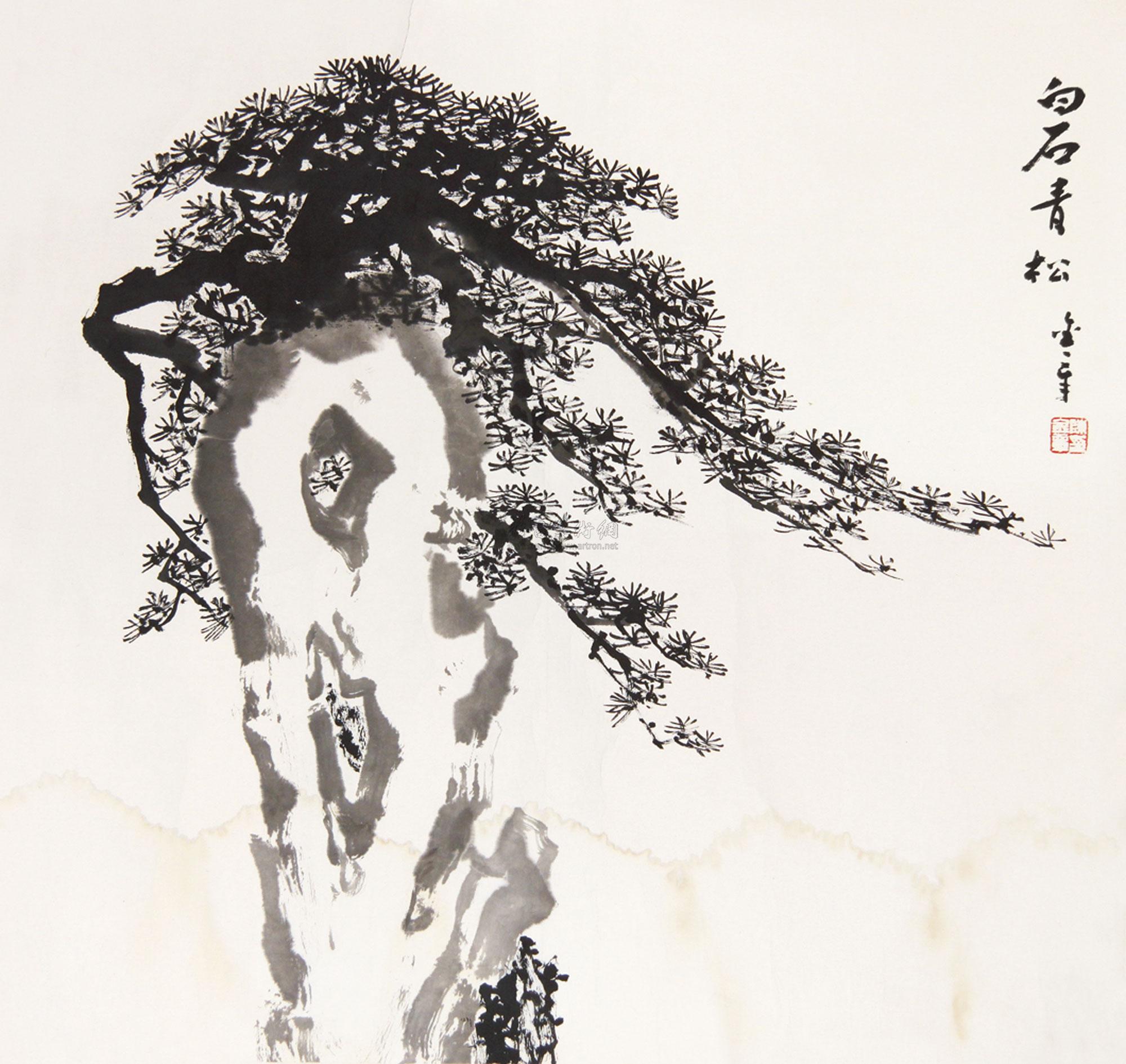 0205 白石青松 镜心 纸本