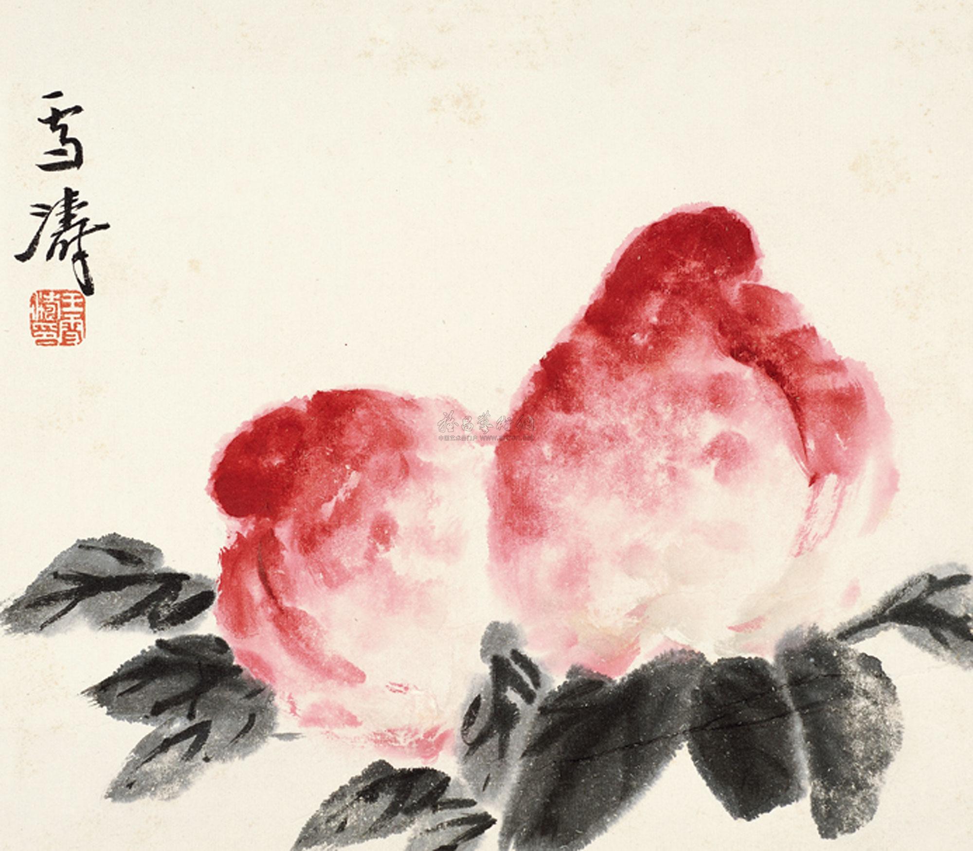 *0321 双寿图 镜心 设色纸本