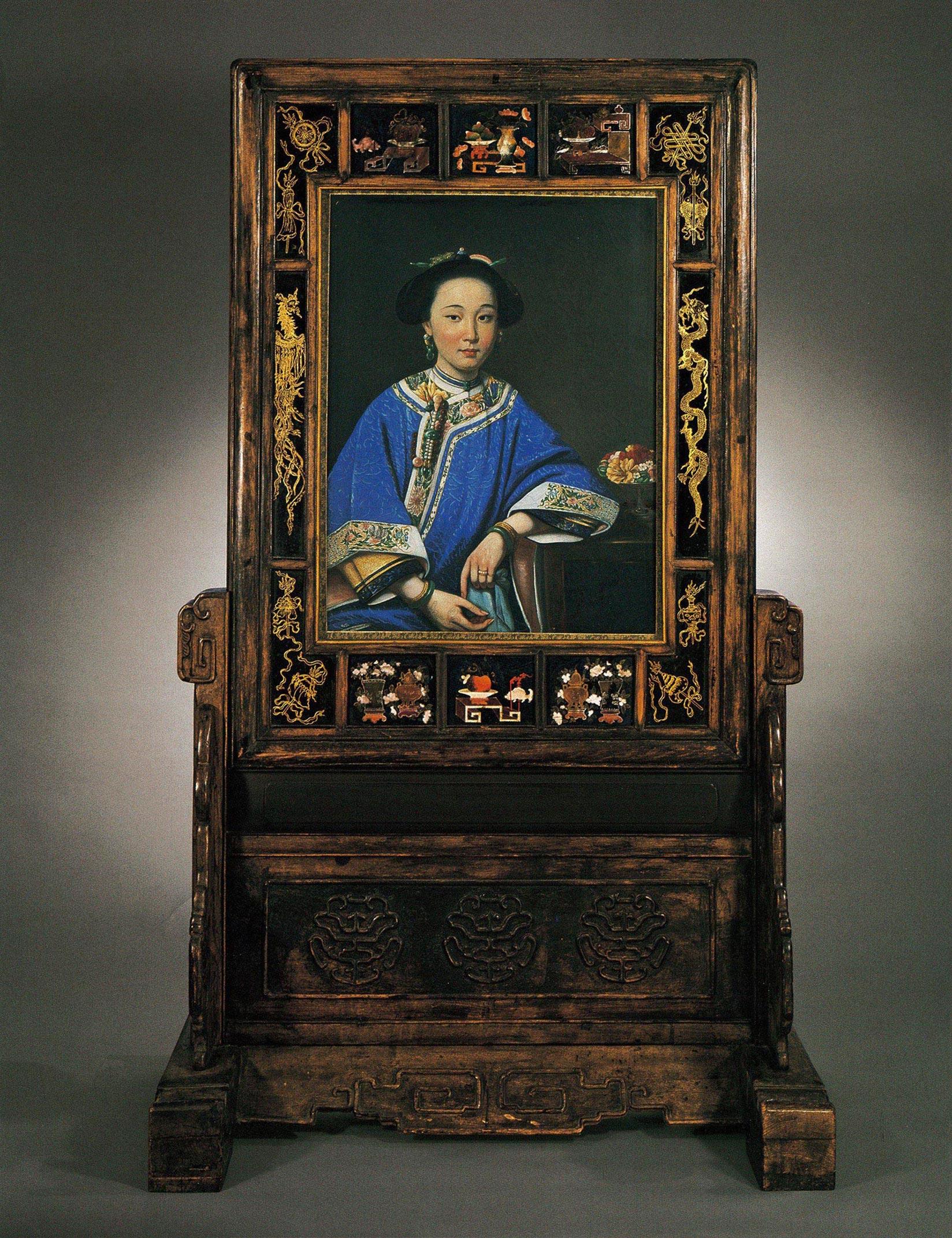1952 清18∕19世纪 《香妃像》 油彩画布 镜框