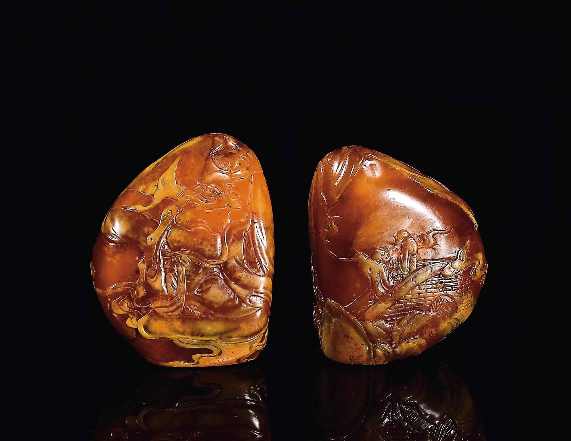 0735 清 田黄薄意雕弥勒摆件