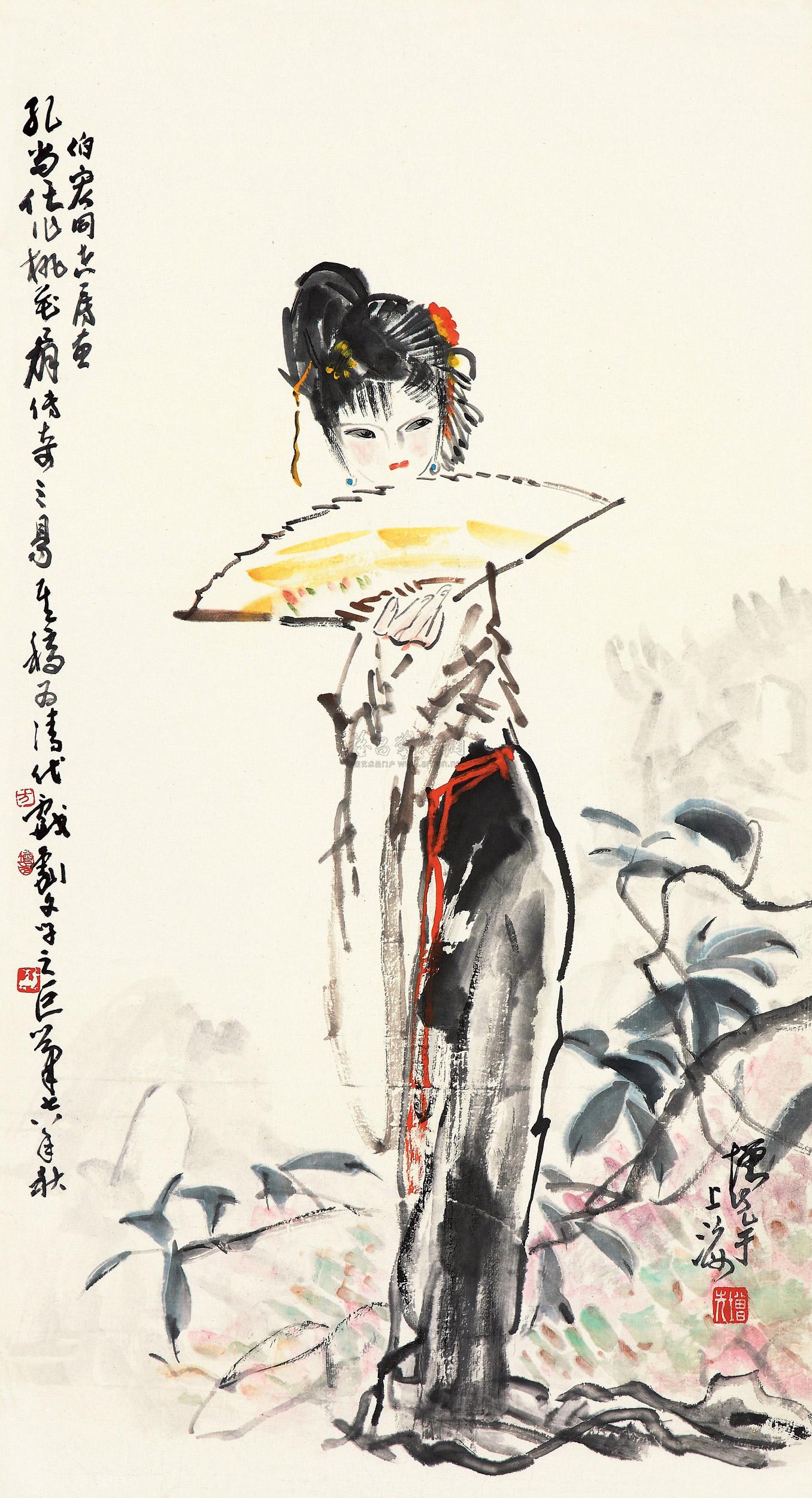 0218 桃花扇 立轴 设色纸本