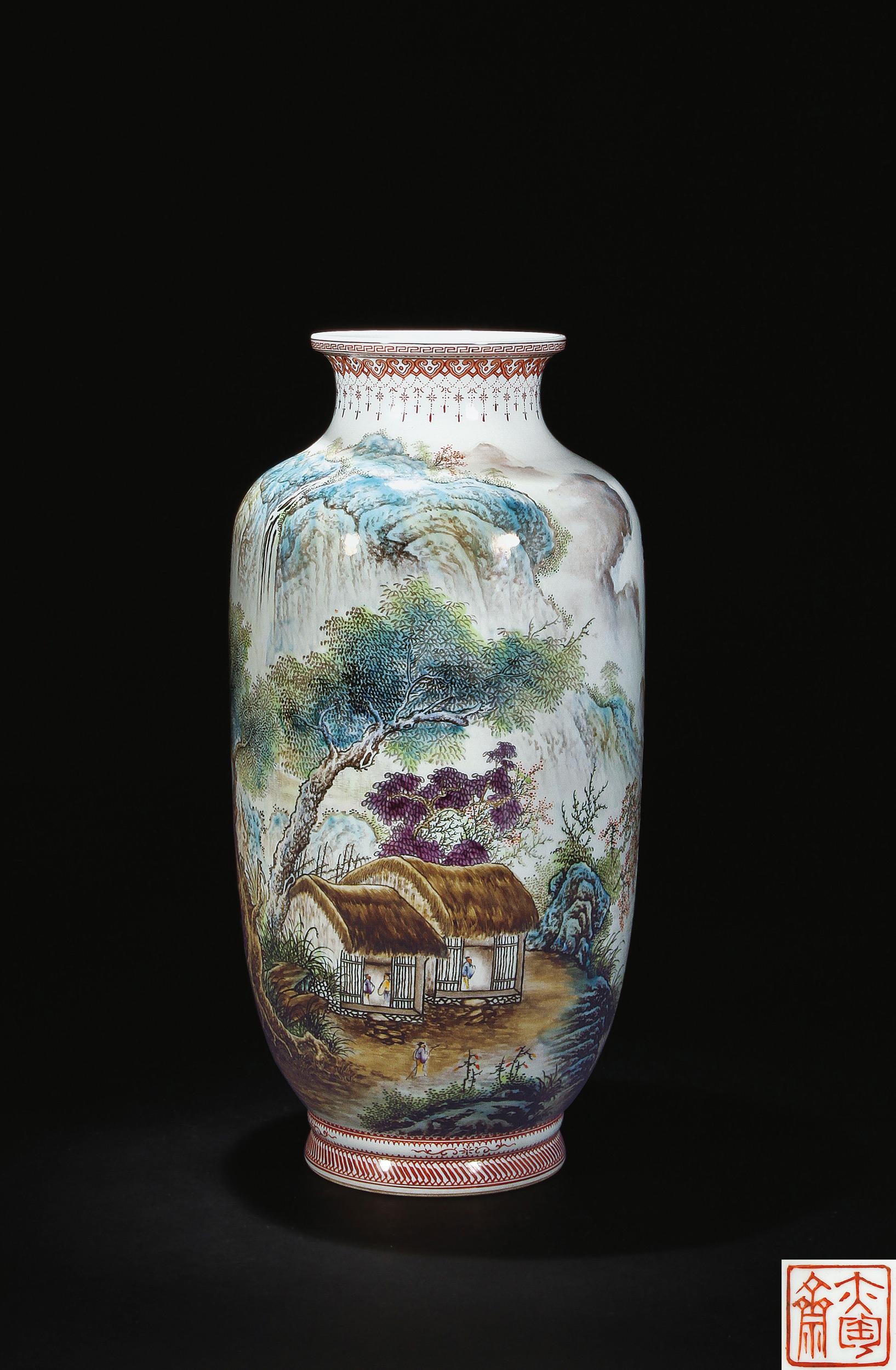 【张志汤山水人物纹灯笼瓶】拍卖品_图片_价格_鉴赏_现当代及其它瓷器