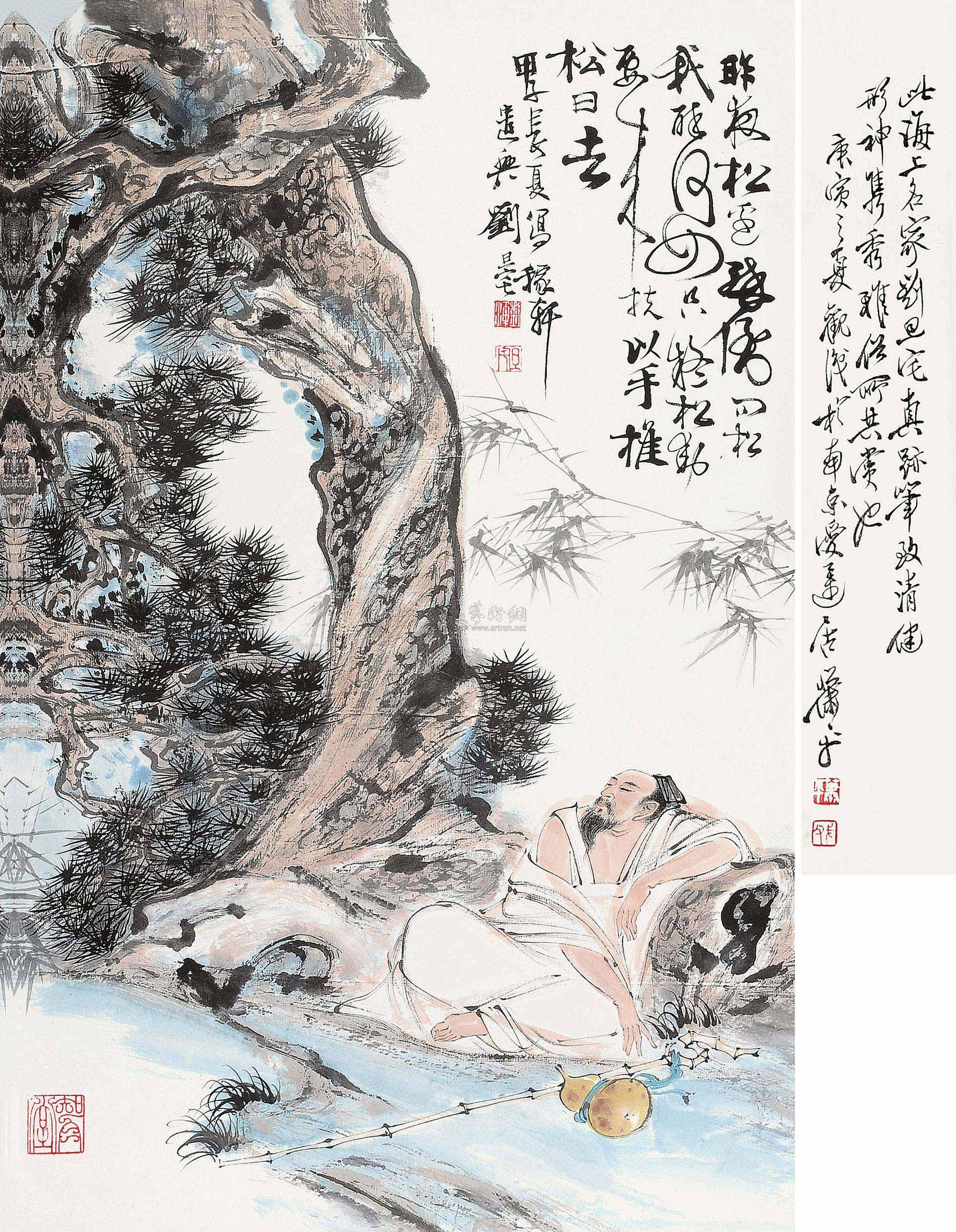 *0166 松下高卧图 立轴 设色纸本