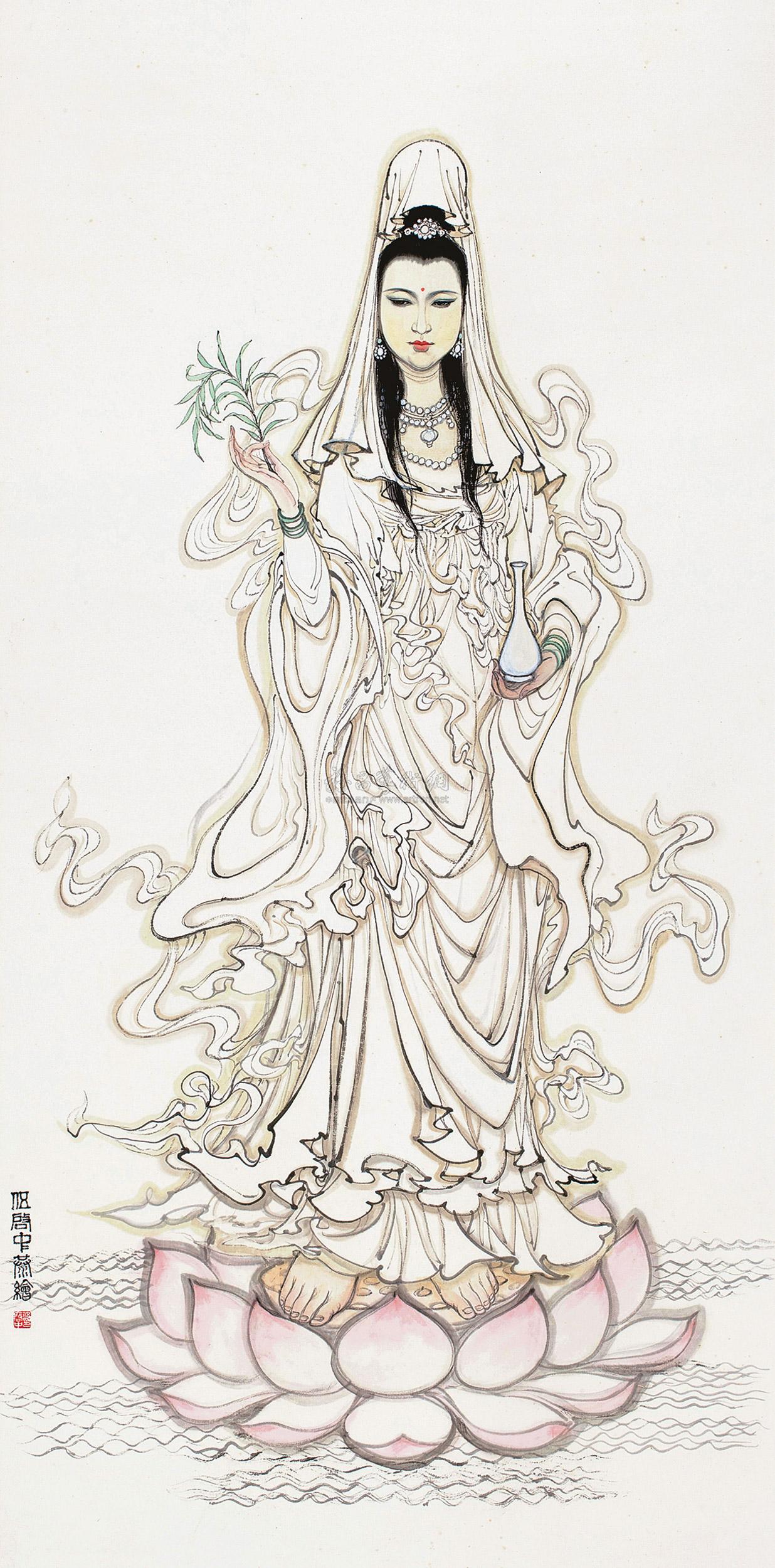 0559 南海观音像 立轴 设色纸本