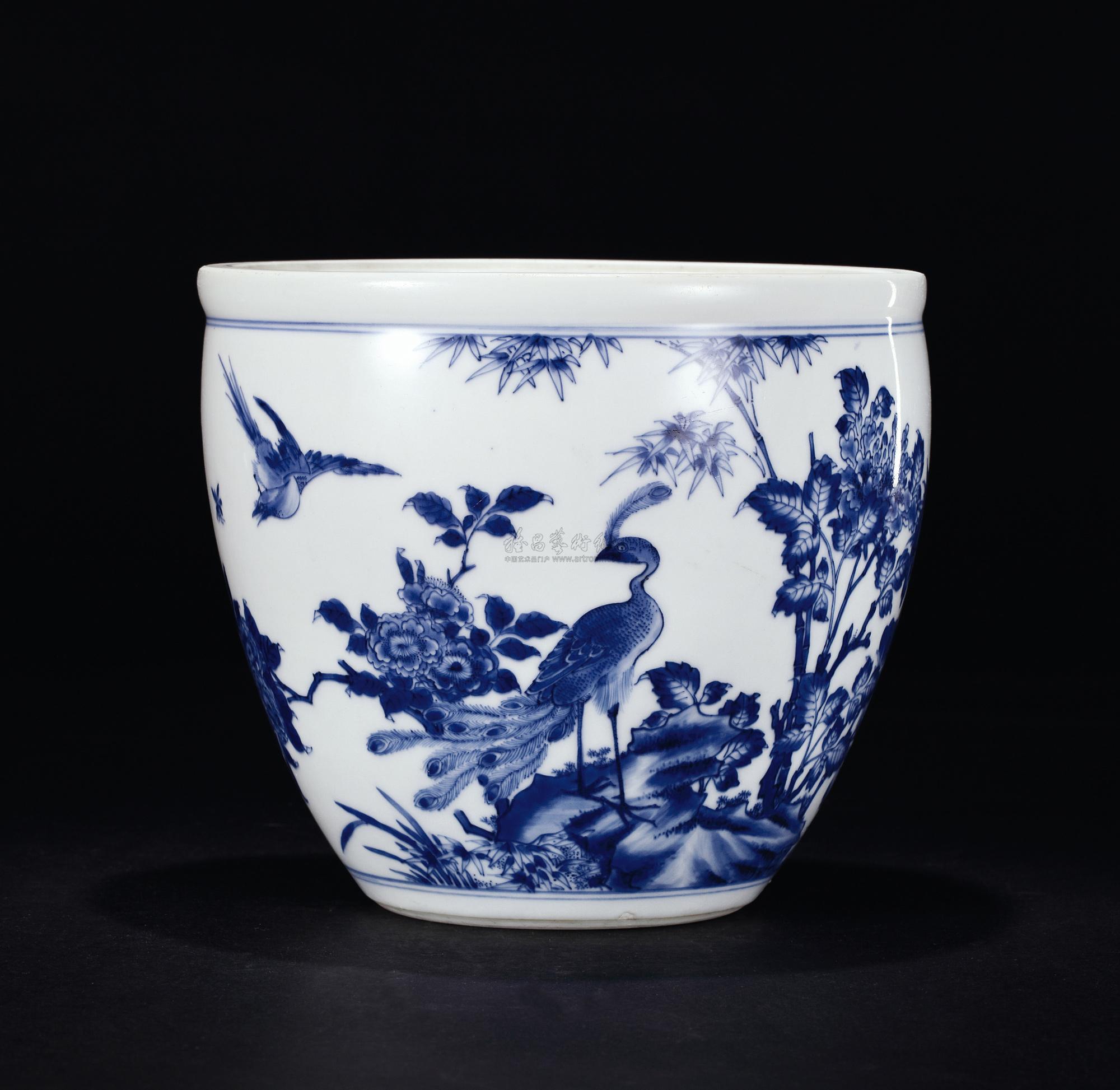 【明崇禎 青花花鳥紋缸】拍賣品_圖片_價格_鑑賞_明代青花瓷器_雅昌