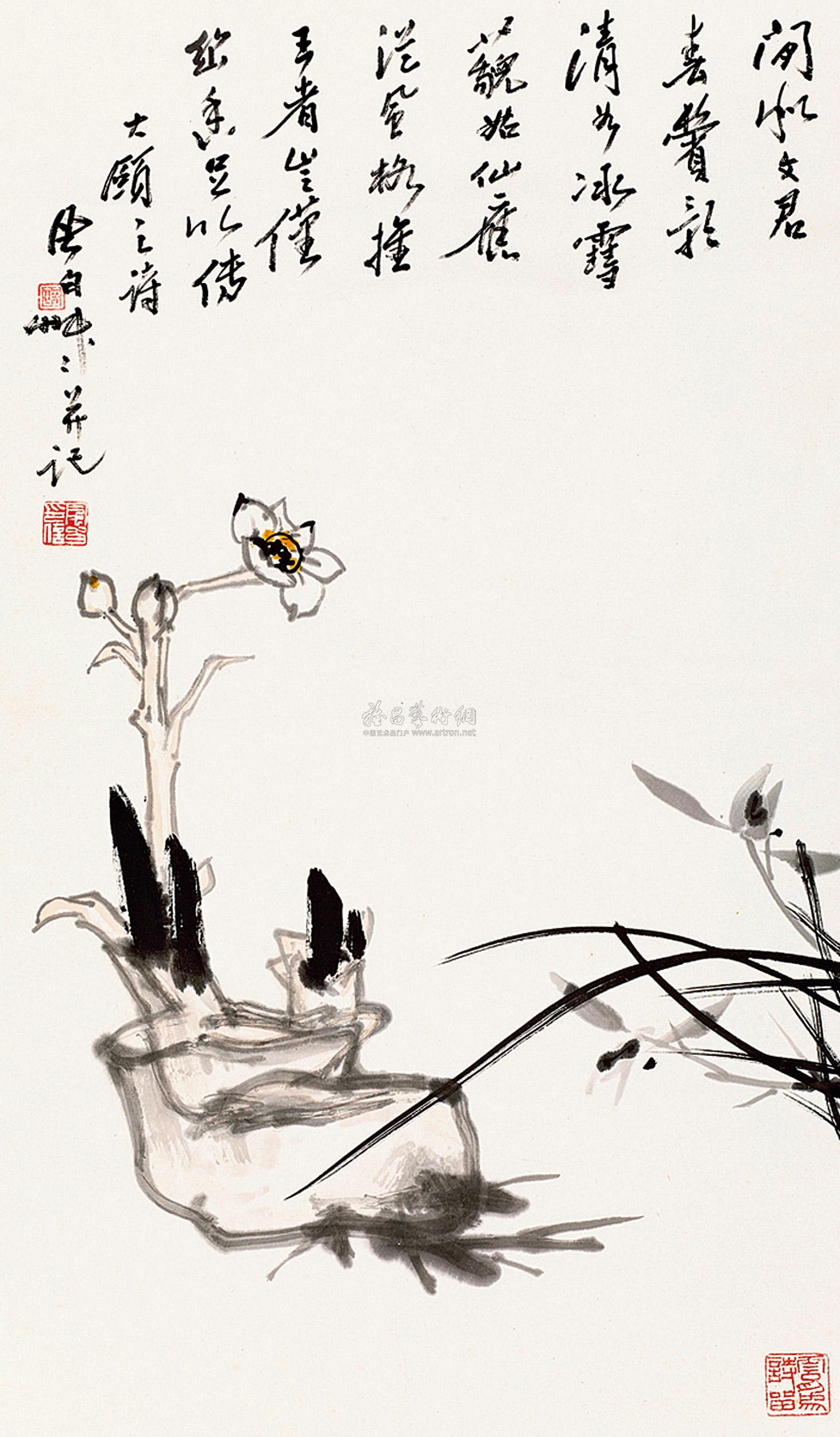 0345 水仙 立轴