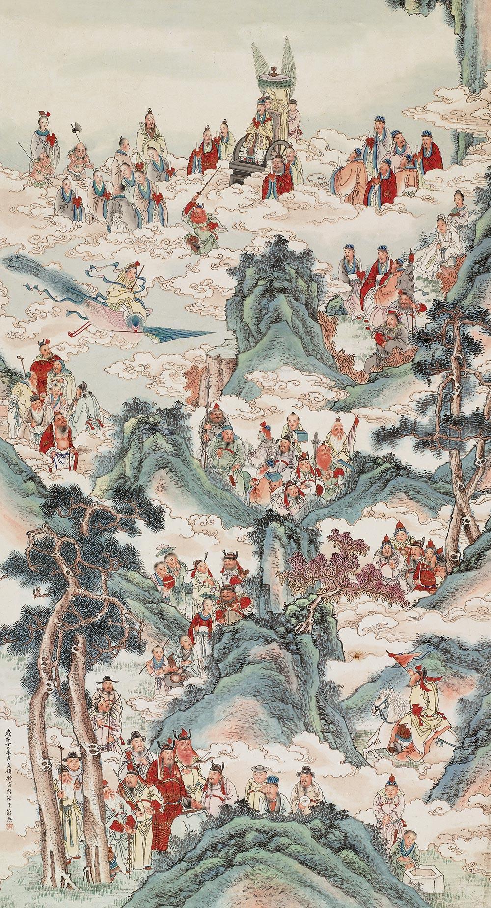 1303 群仙图 立轴 设色纸本