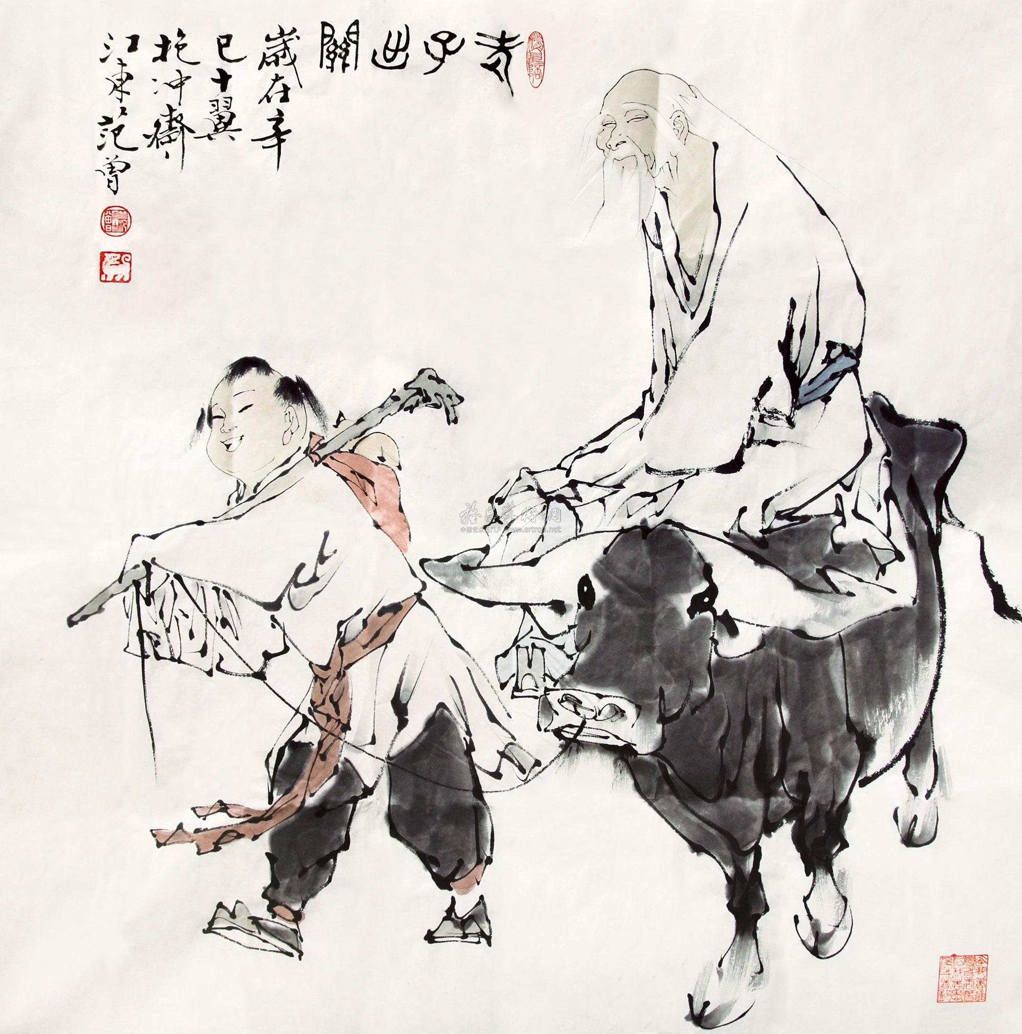 0366 老子出关 设色纸本