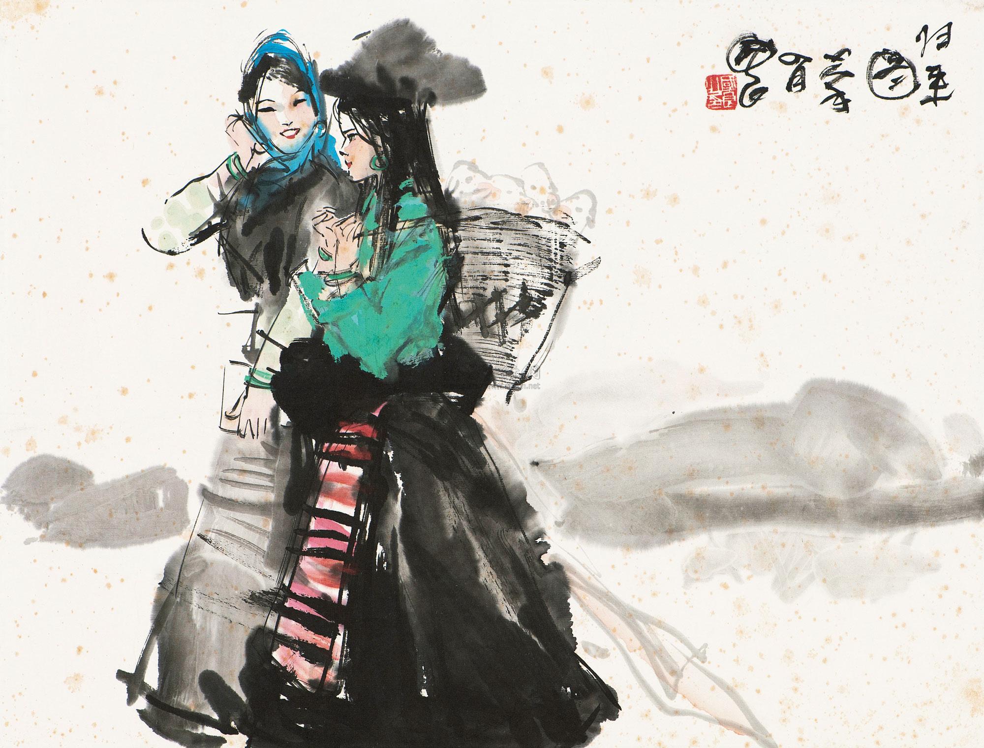 【1978年作 归来图 镜片 设色纸本】拍卖品_图片_价格_鉴赏_绘画_雅昌