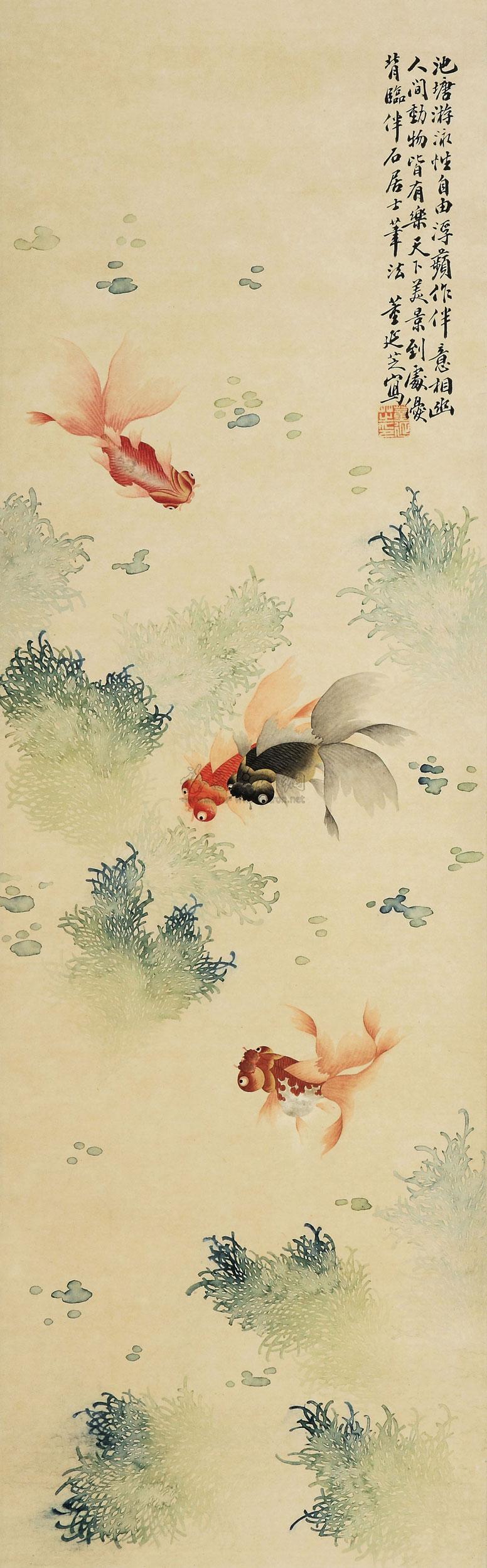 【金鱼 立轴 设色纸本】拍卖品_图片_价格_鉴赏_绘画_雅昌艺术品拍卖