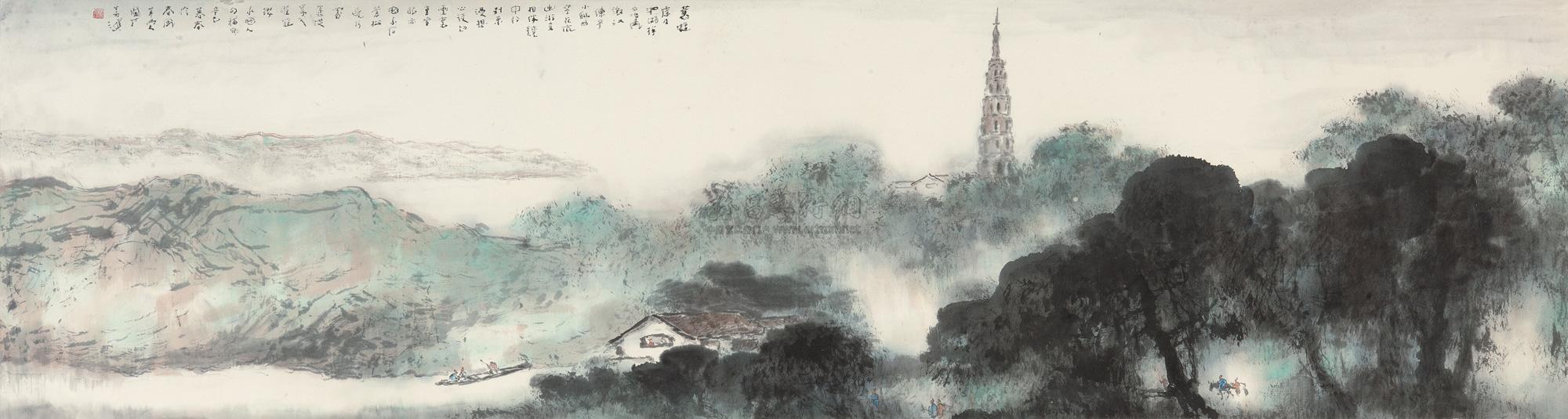 0127 2001年作 西湖宝俶塔 镜心 设色纸本