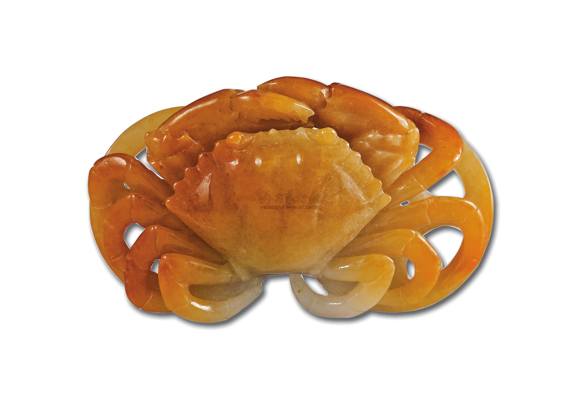 0721 黄翡翠"金钱蟹"摆件