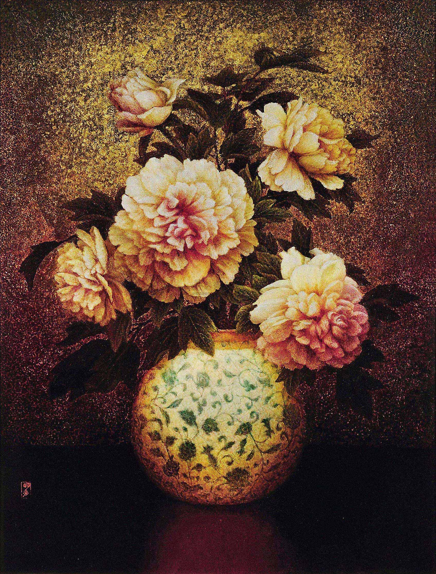 0072 牡丹花 大漆,合成漆