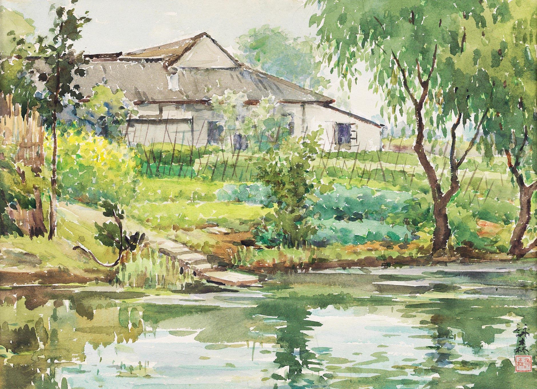 1778 农家小景 水彩 纸本