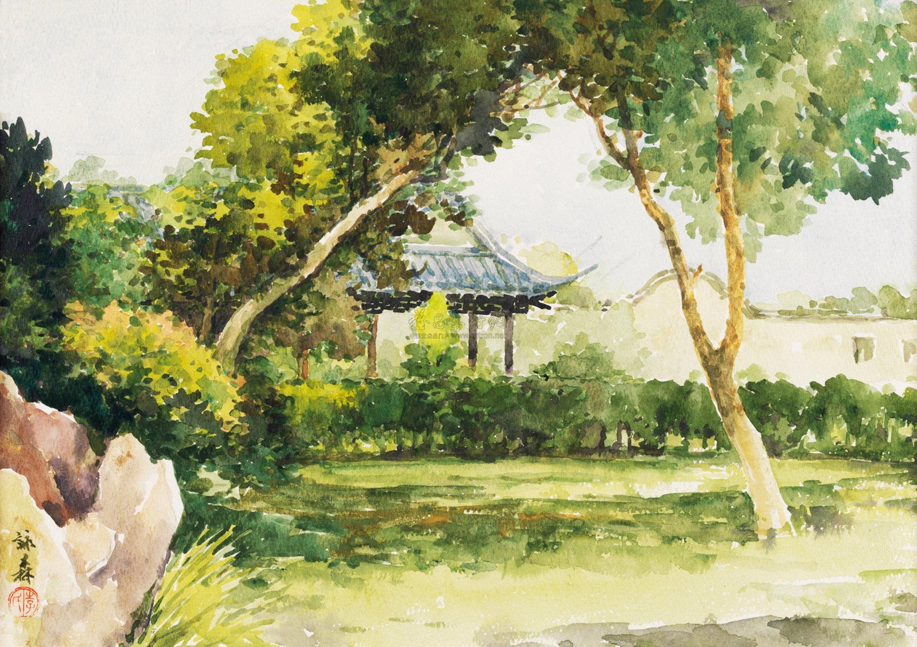 1799 庭院 水彩 纸本