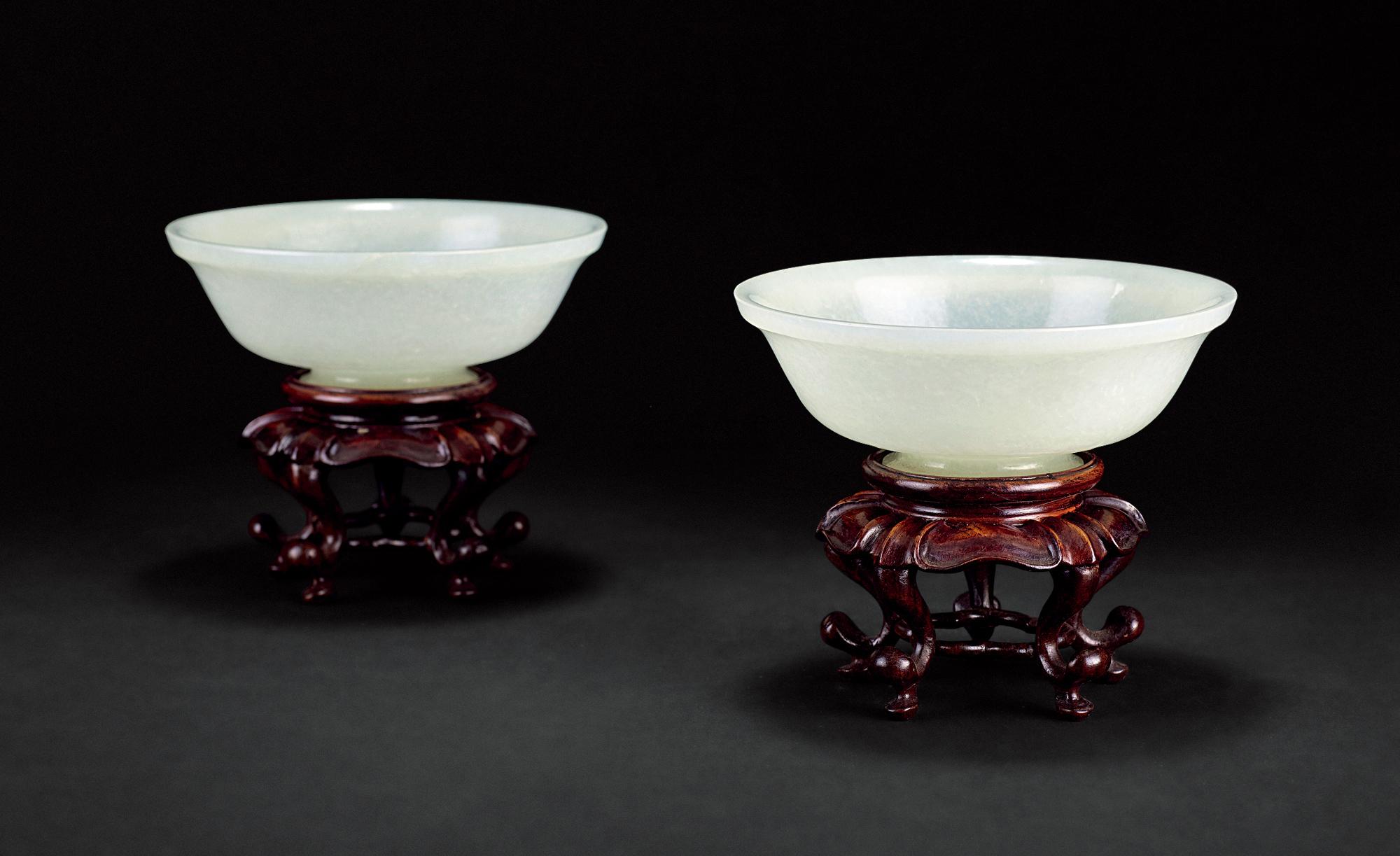 0331 清中期 白玉碗 (一对)