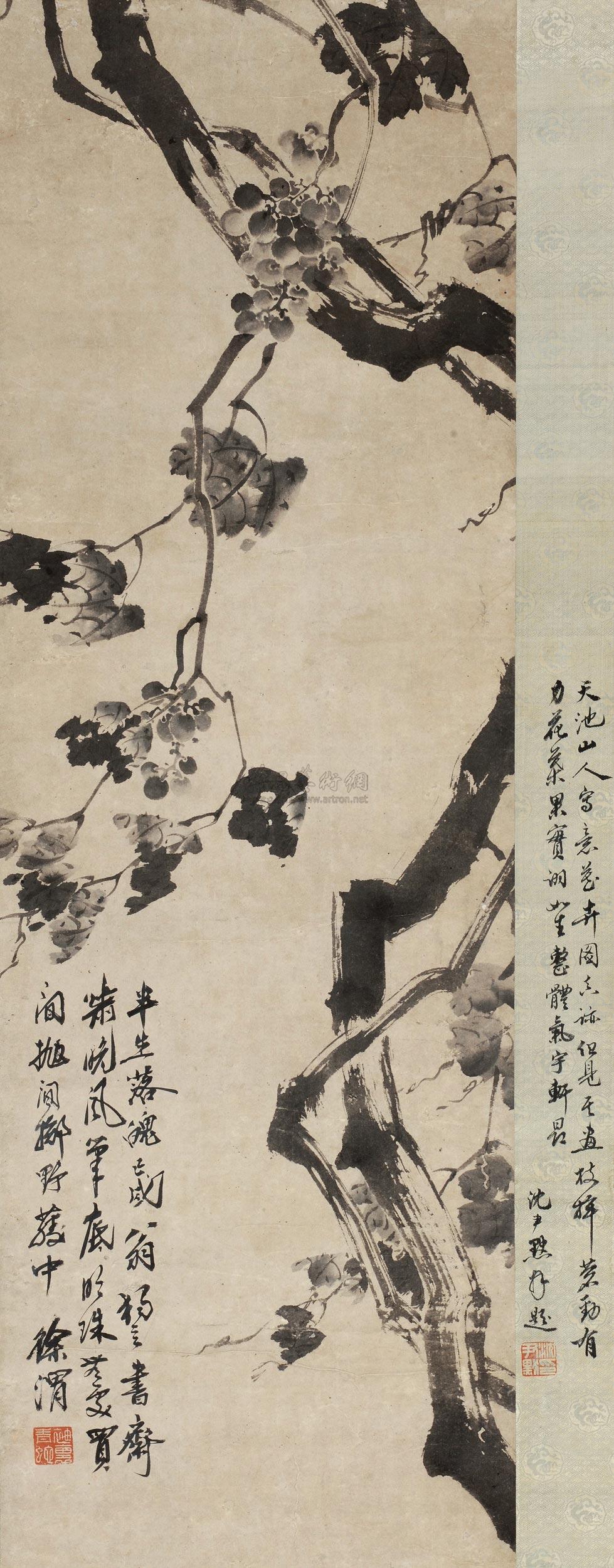 【墨葡萄 立轴 水墨纸本】拍卖品_图片_价格_鉴赏_绘画_雅昌艺术品