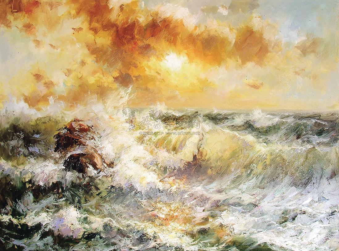0244 金色海浪(2005) 油画连框