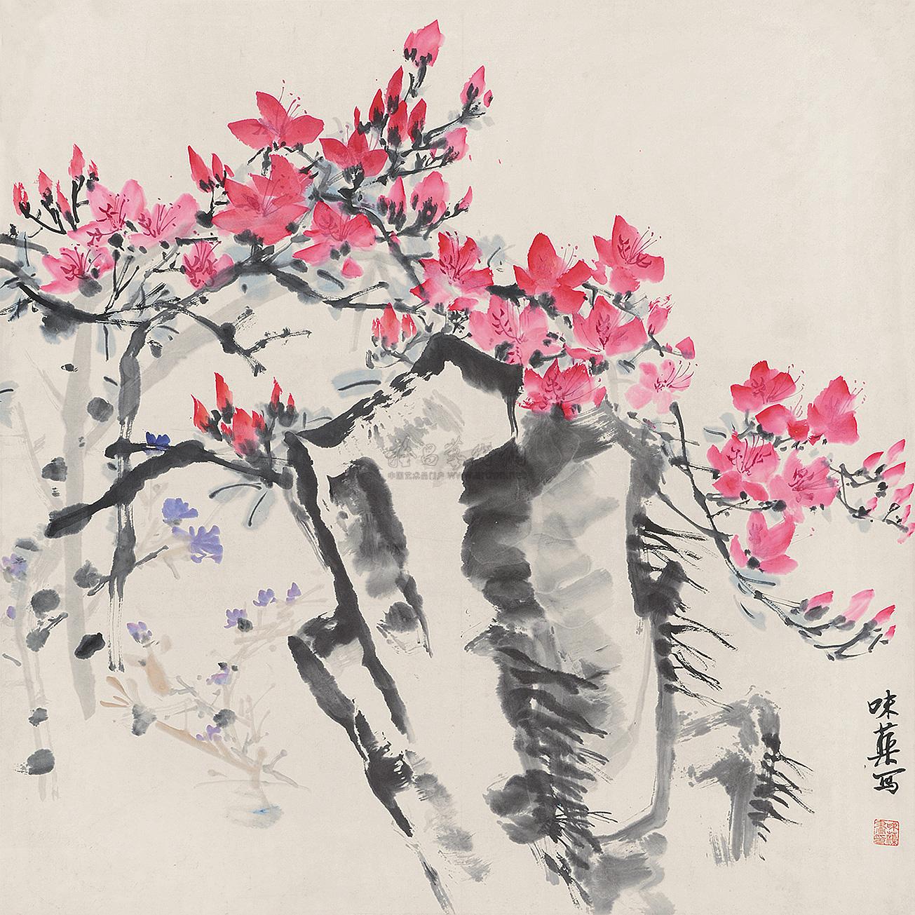【杜鹃花 立轴 设色纸本】拍卖品_图片_价格_鉴赏_绘画_雅昌艺术品