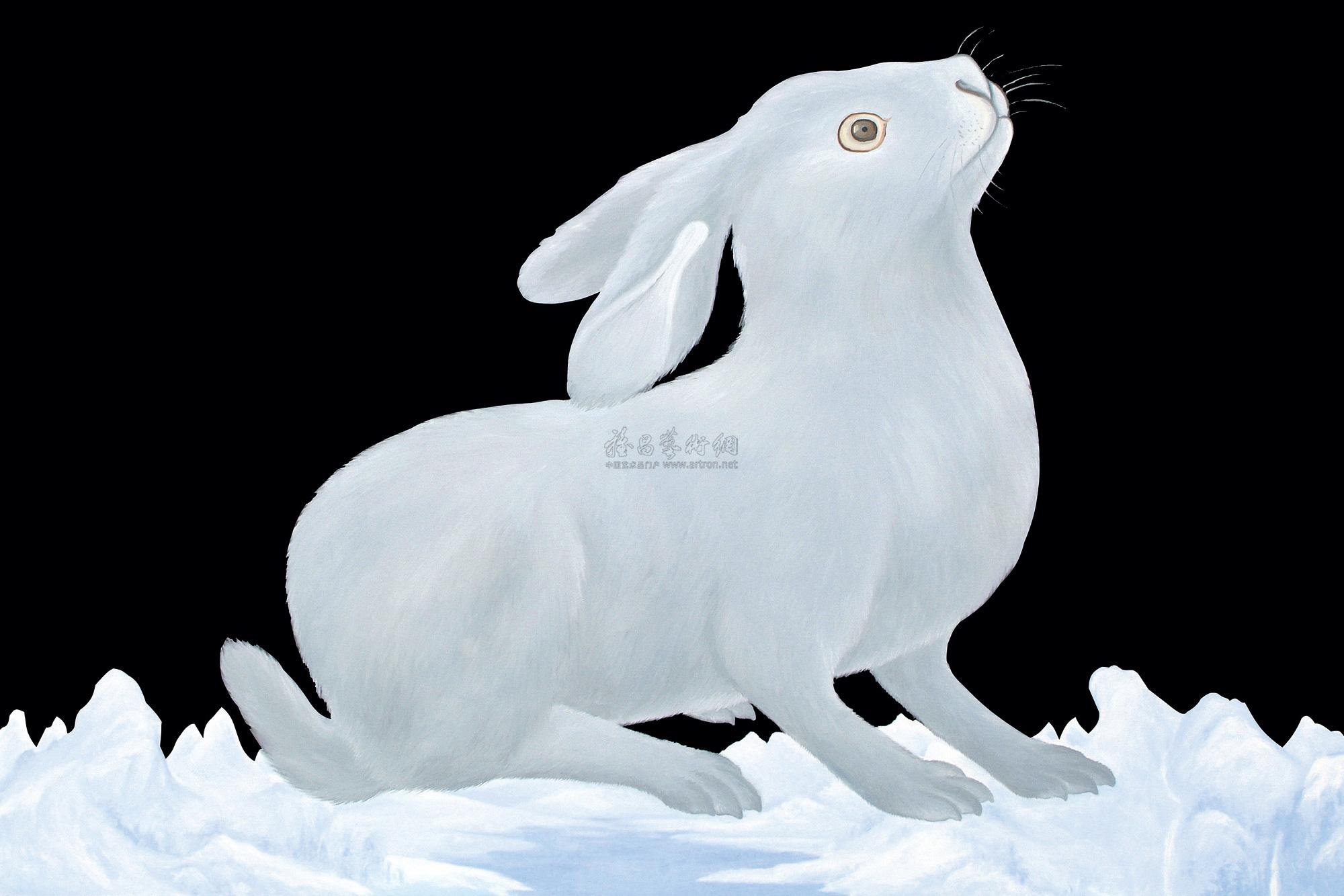 0071 2008年作 兔·山水 布面油画