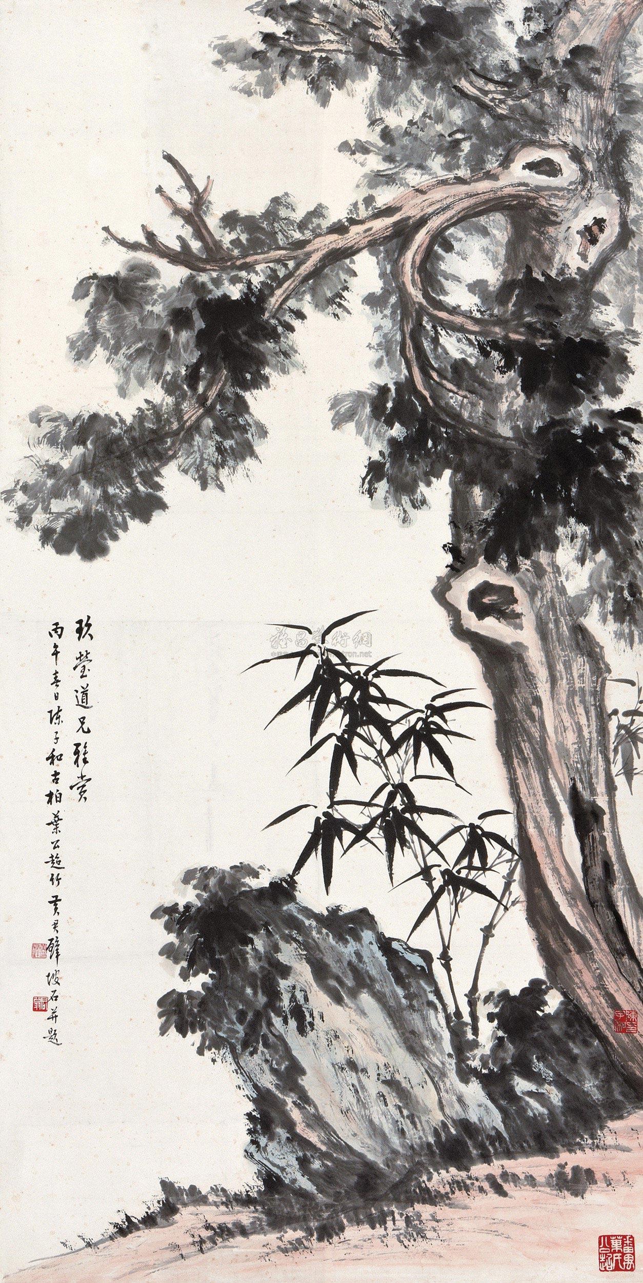 0119 松寿 立轴 设色纸本