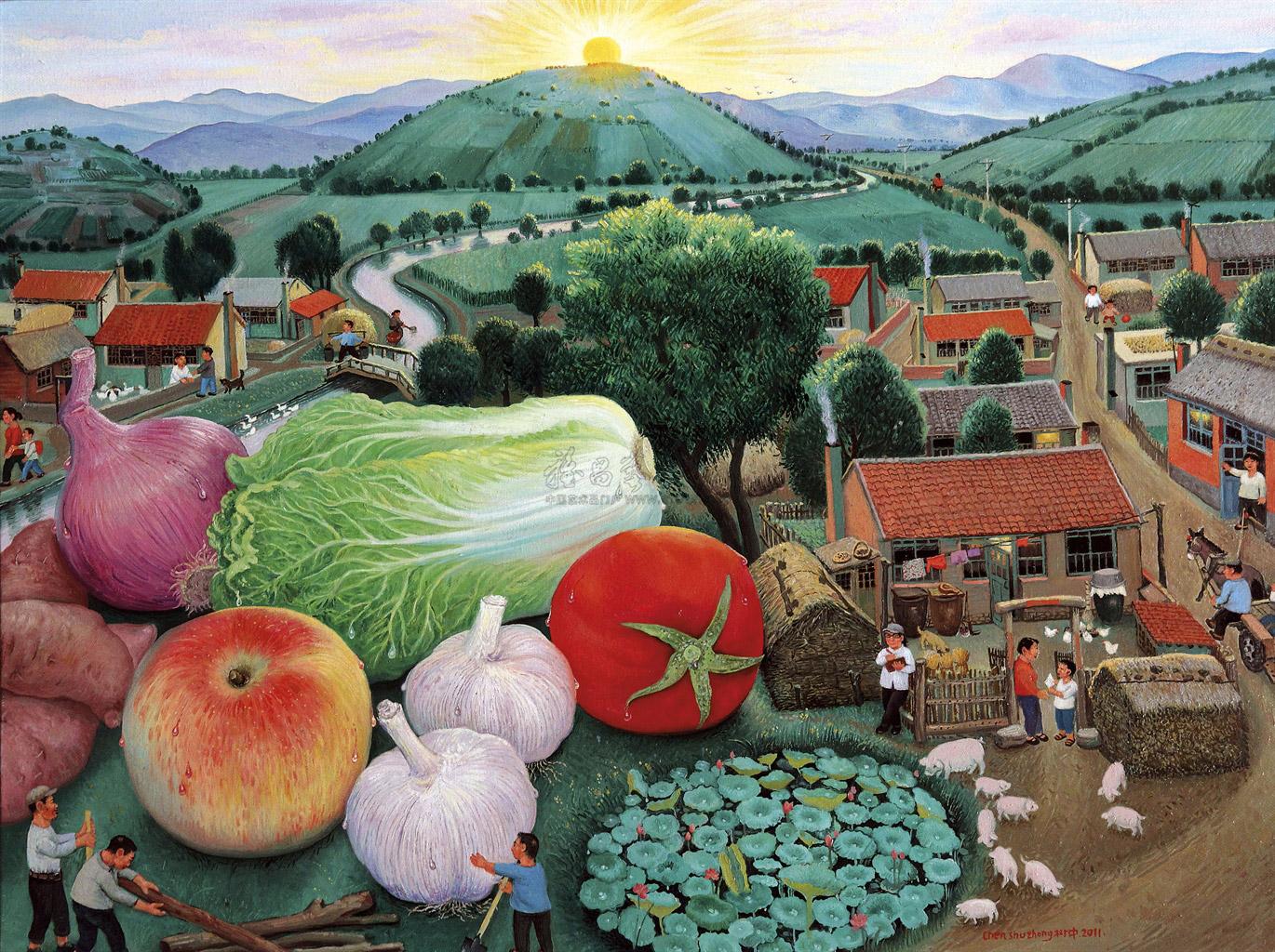 0577 2011年作 野草滩:太阳升起 油彩 画布