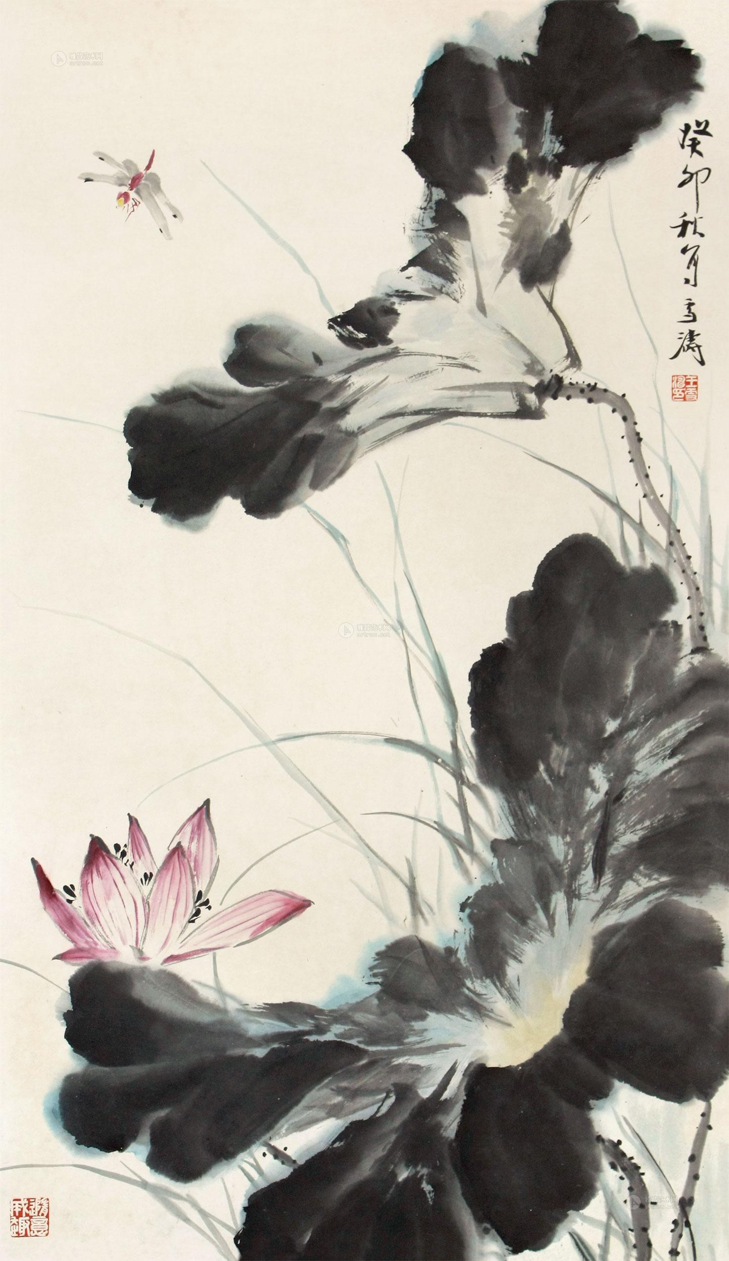 0265 荷花 立轴 纸本