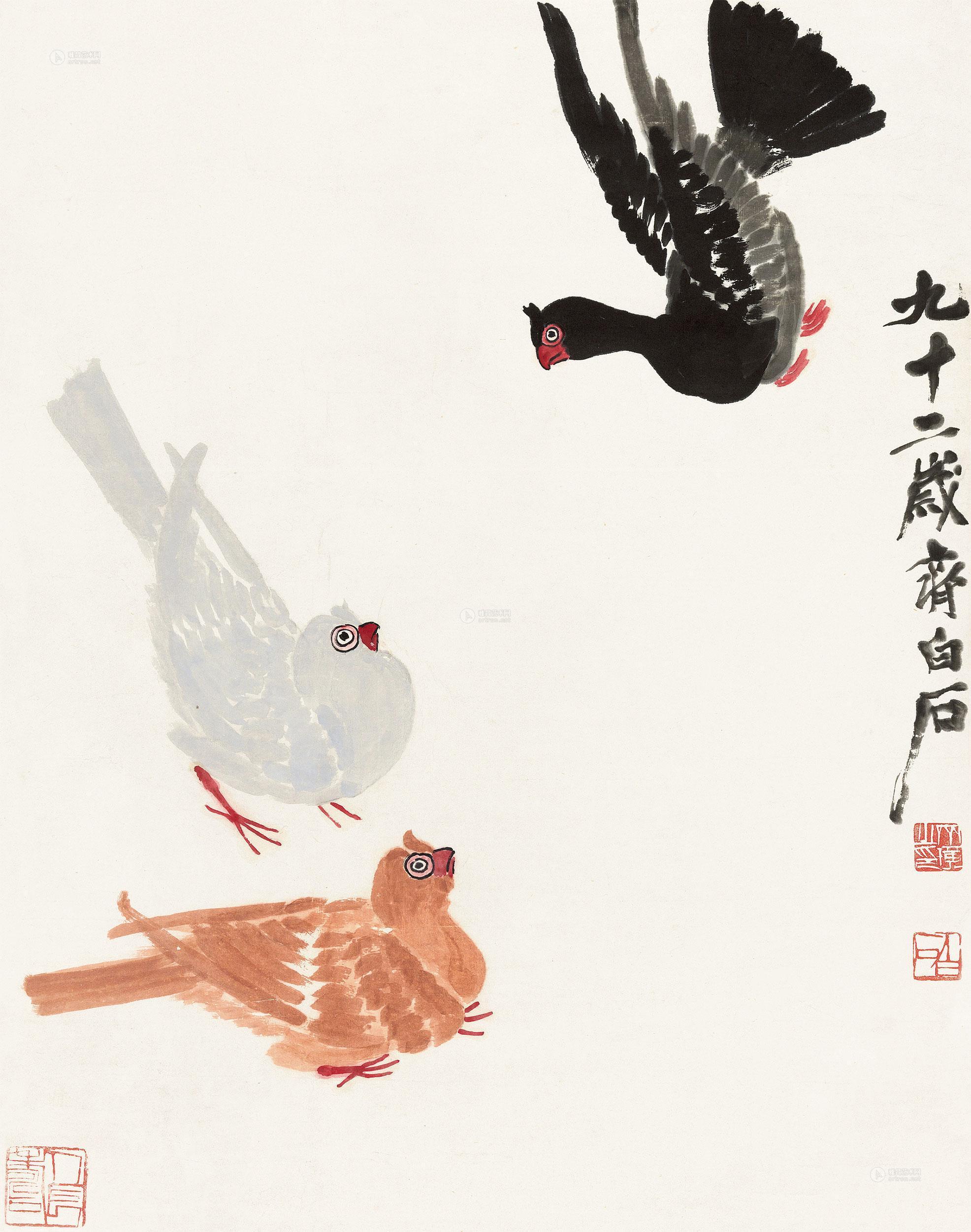 徐湛国画鸽子图片