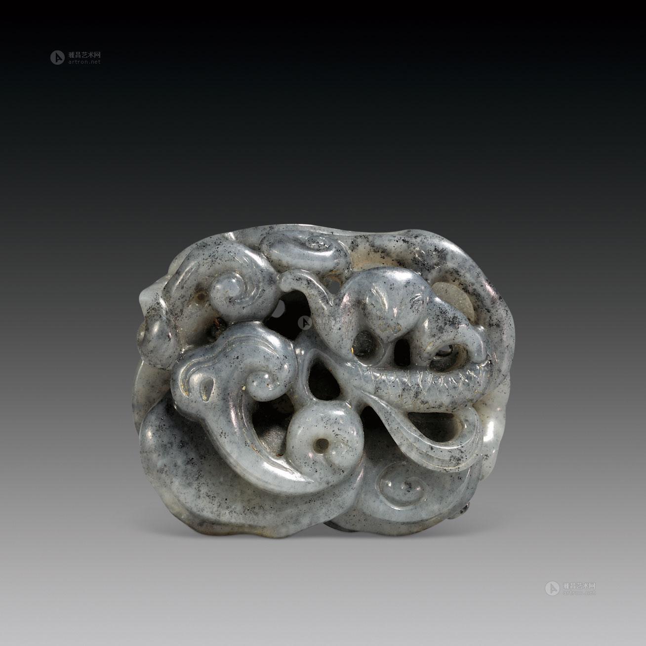 0615民国灰玉福寿小把件