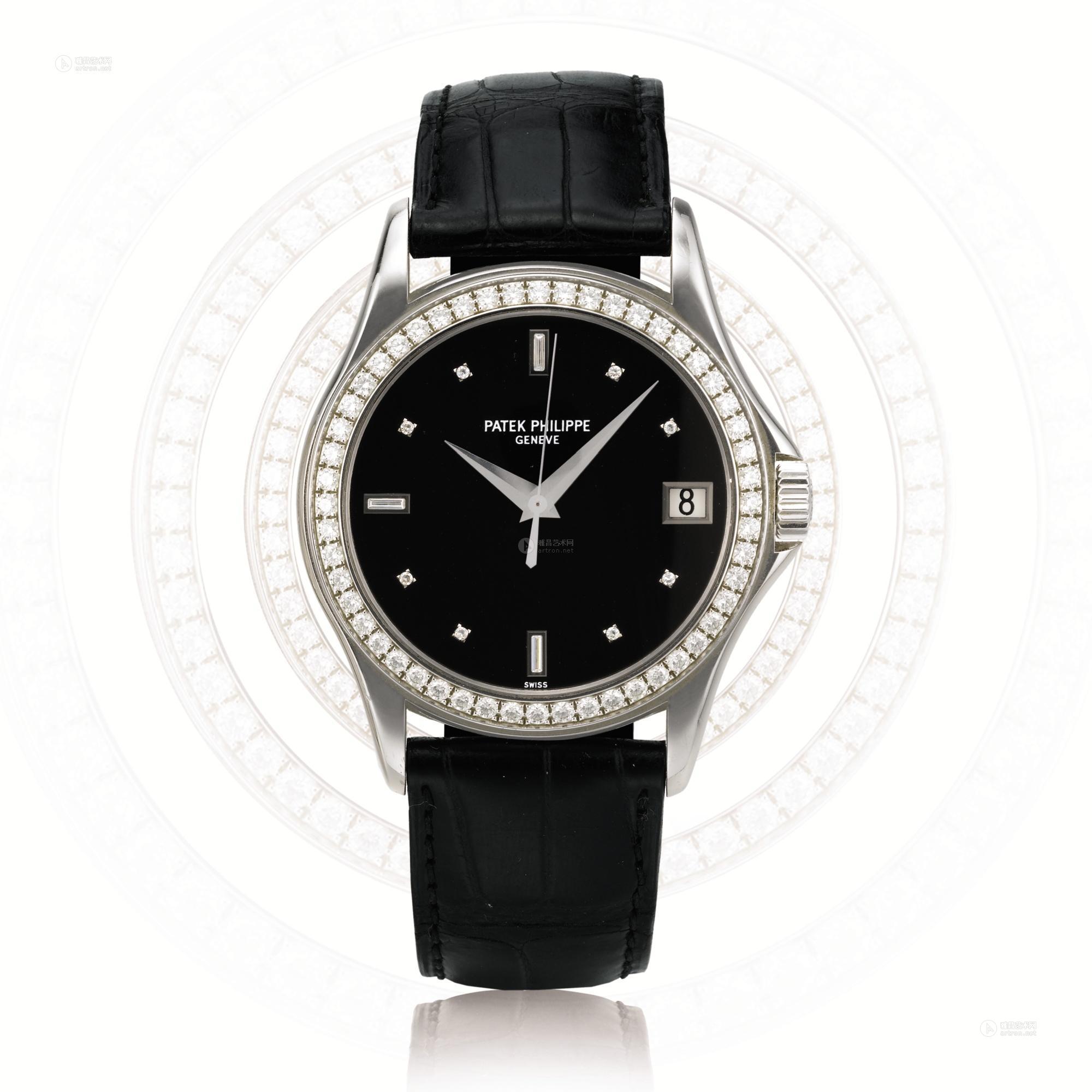 2314 百达翡丽 5108g型号「calatrava」白金镶钻自动上链腕表备日期