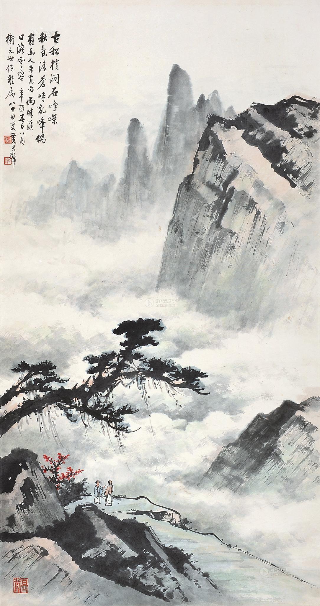 松横涧石峥嵘 镜片 设色纸本】拍卖品_图片_价格_鉴赏_绘画_雅昌艺术