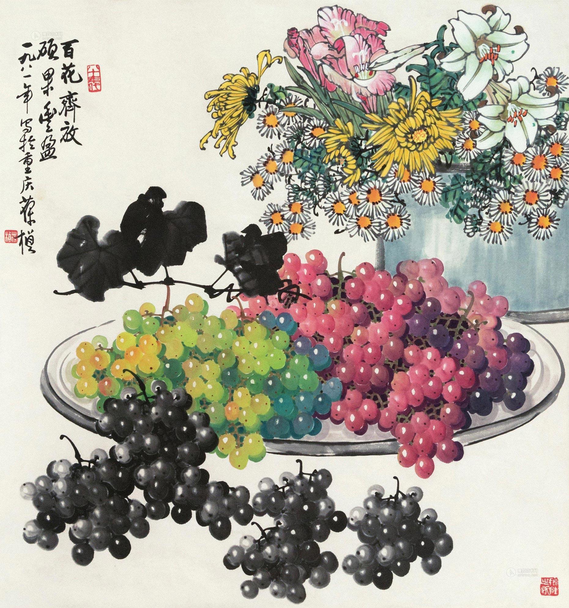 【百花齐放 立轴 纸本】拍卖品_图片_价格_鉴赏_绘画_雅昌艺术品拍卖