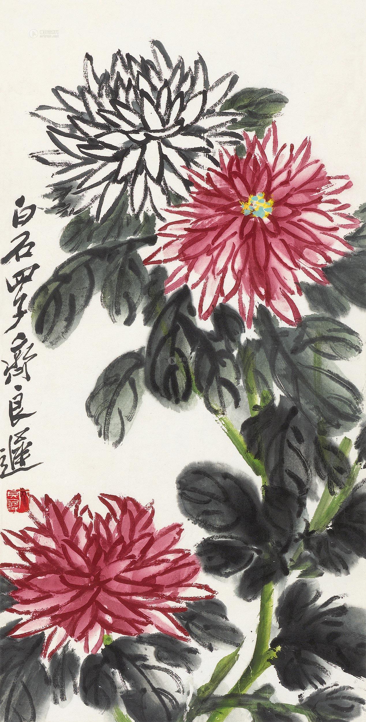 【菊花图 立轴 设色纸本】拍卖品_图片_价格_鉴赏_绘画_雅昌艺术品