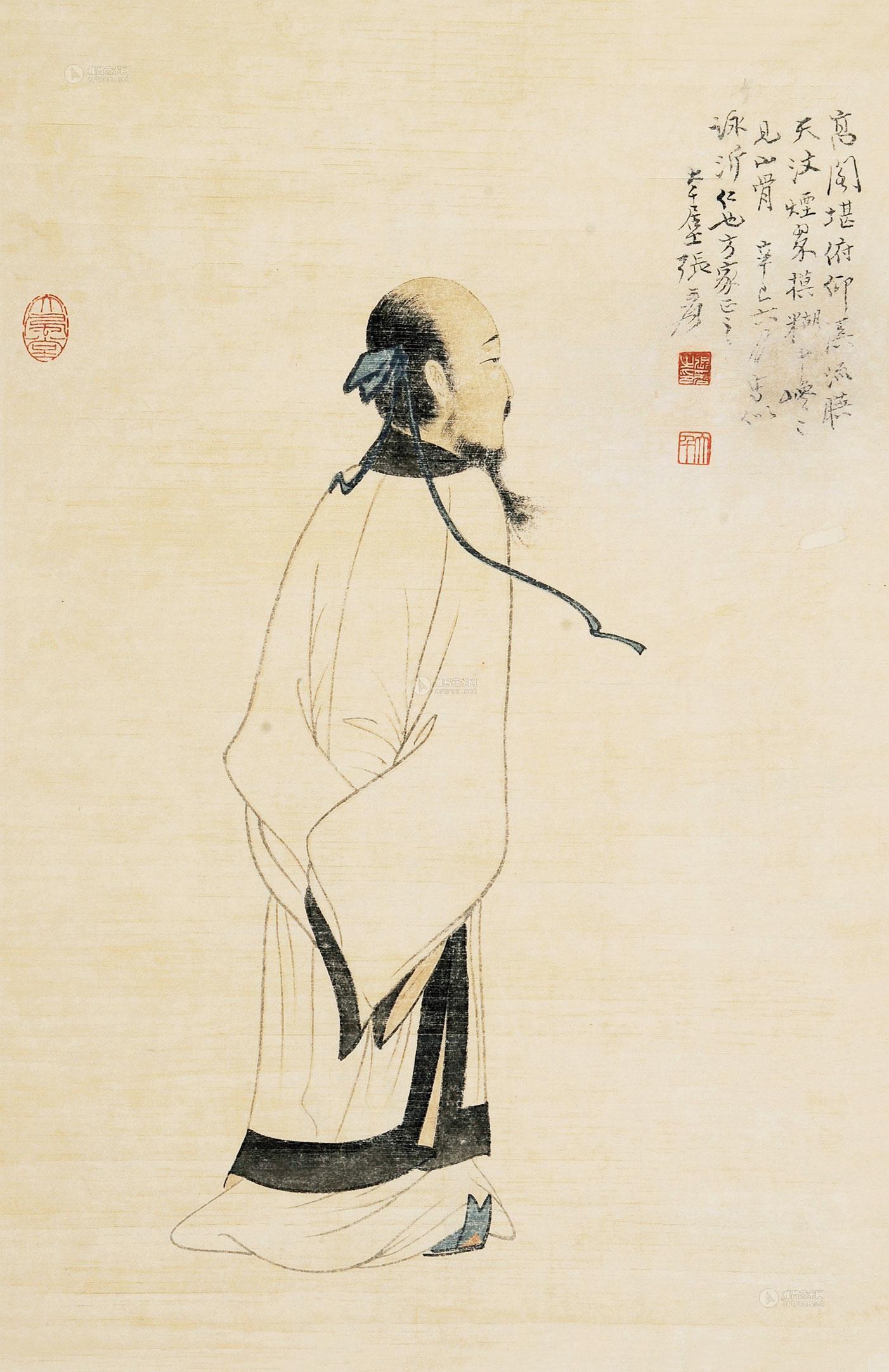 【高士图 立轴 设色纸本】拍卖品_图片_价格_鉴赏