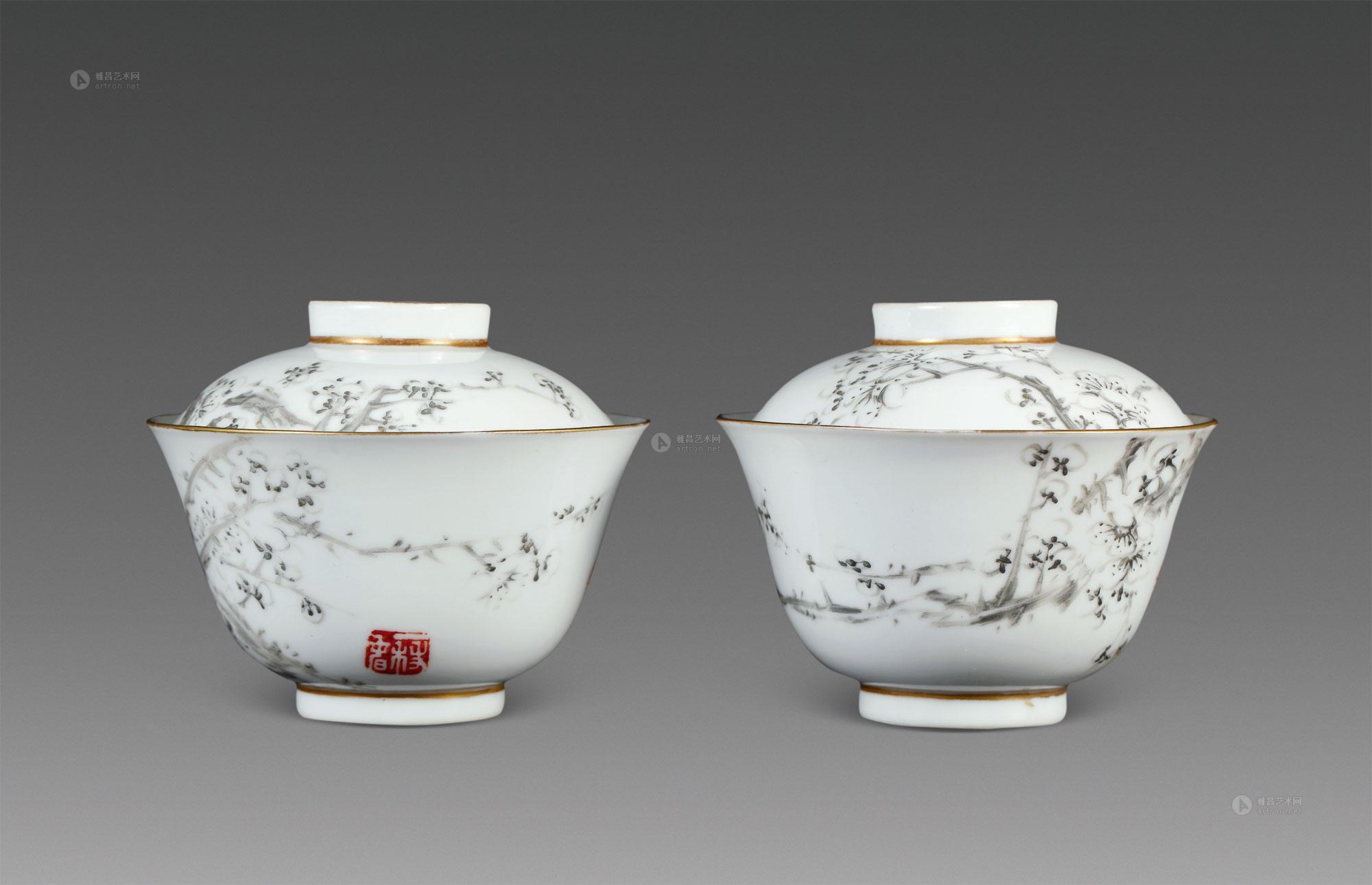 金品卿墨彩梅花茶盅】拍卖品_图片_价格_鉴赏_清代其它彩釉瓷器_雅昌