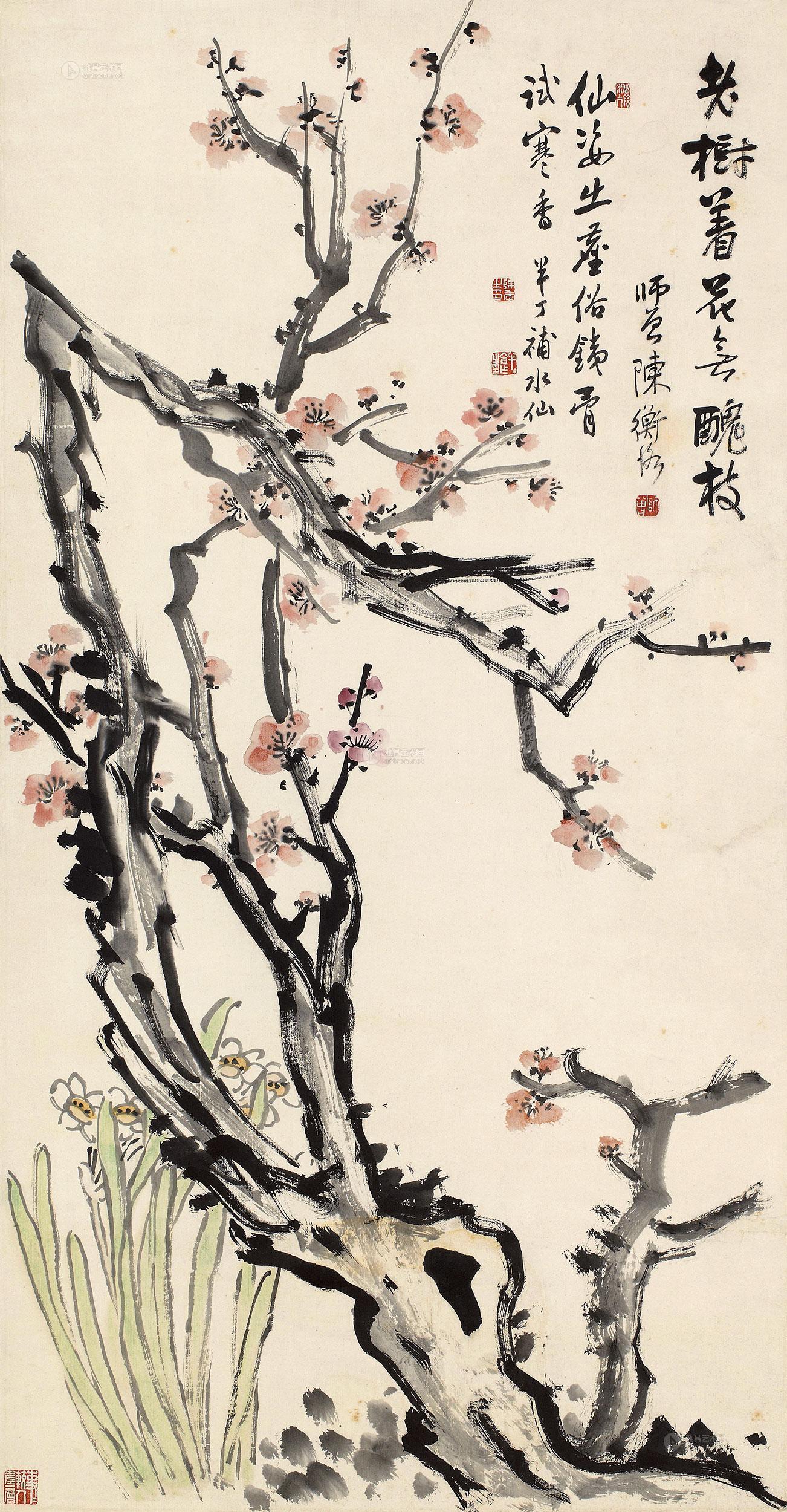 0242 老树着花无丑枝 立轴 设色纸本