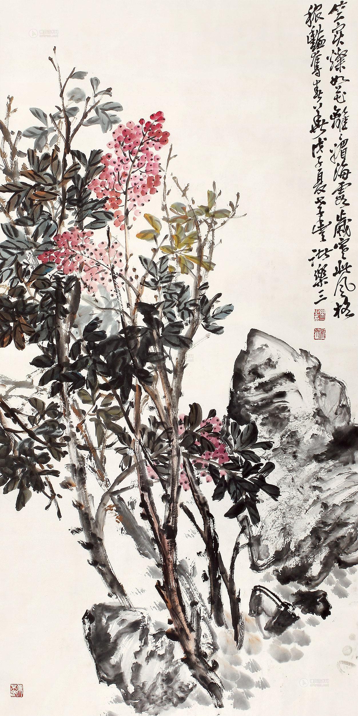 0612 天竺 立轴 设色纸本