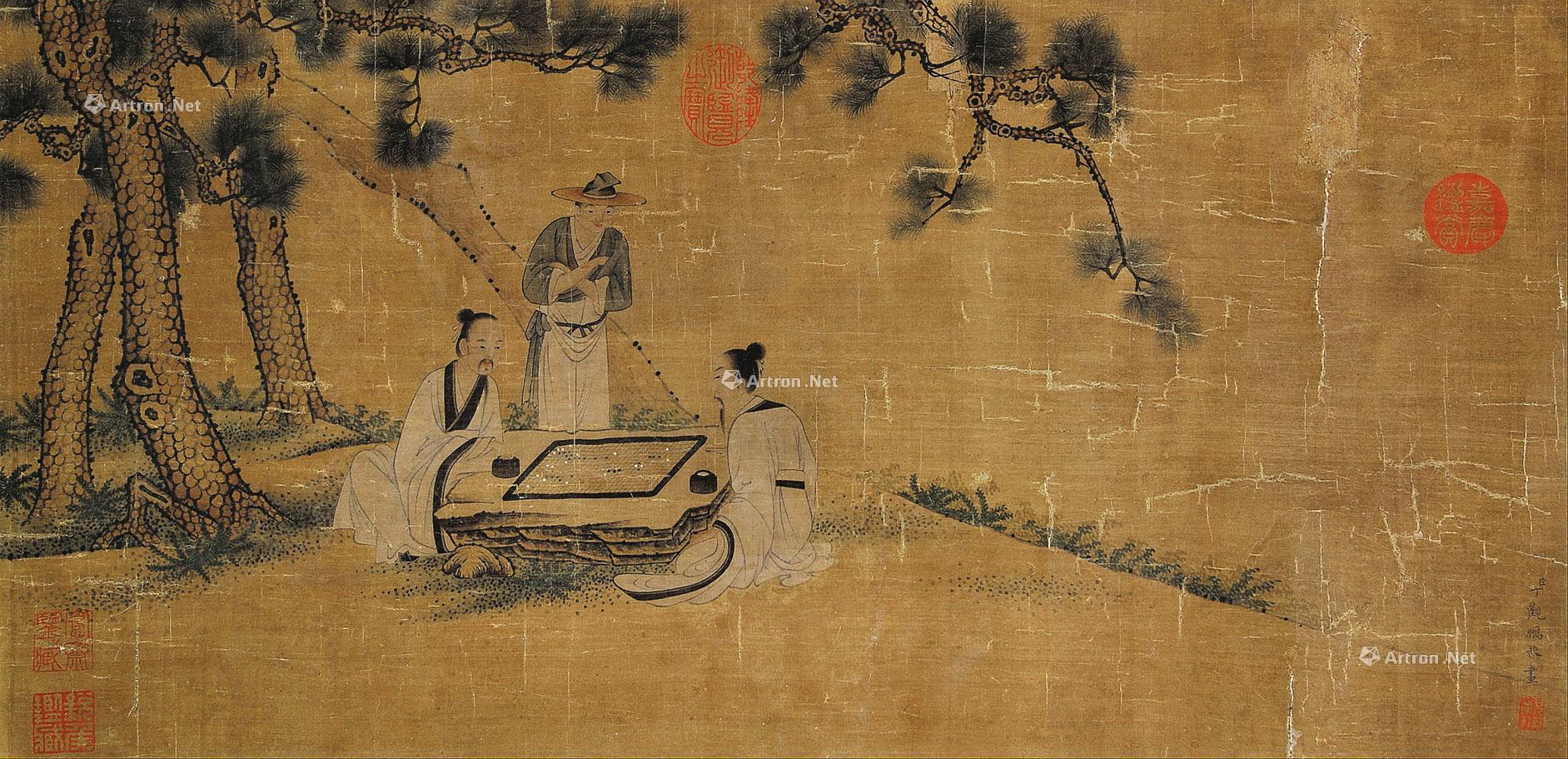 0064 对弈图 立轴 绢本